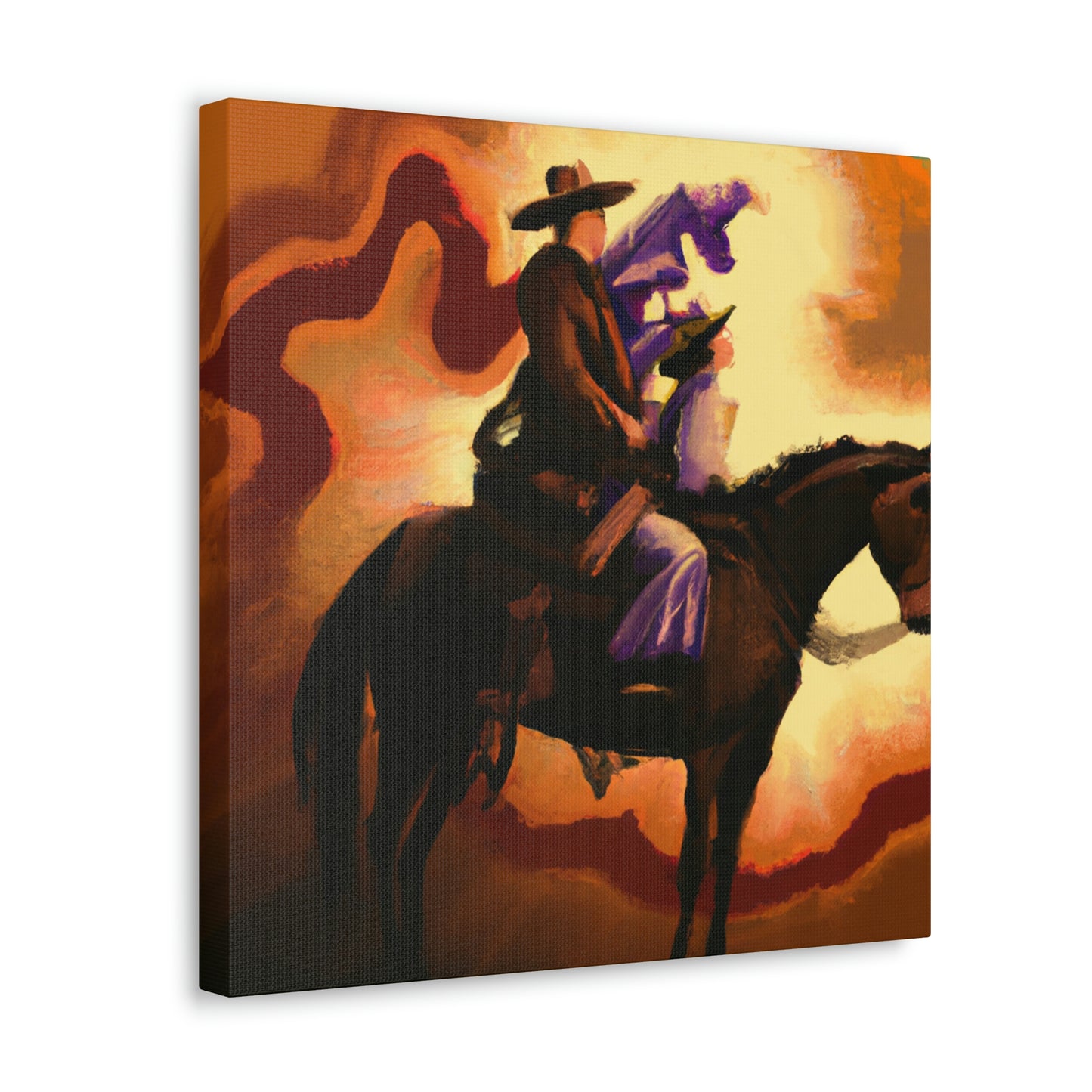 "Cowboy on Horseback Ride" - Canvas