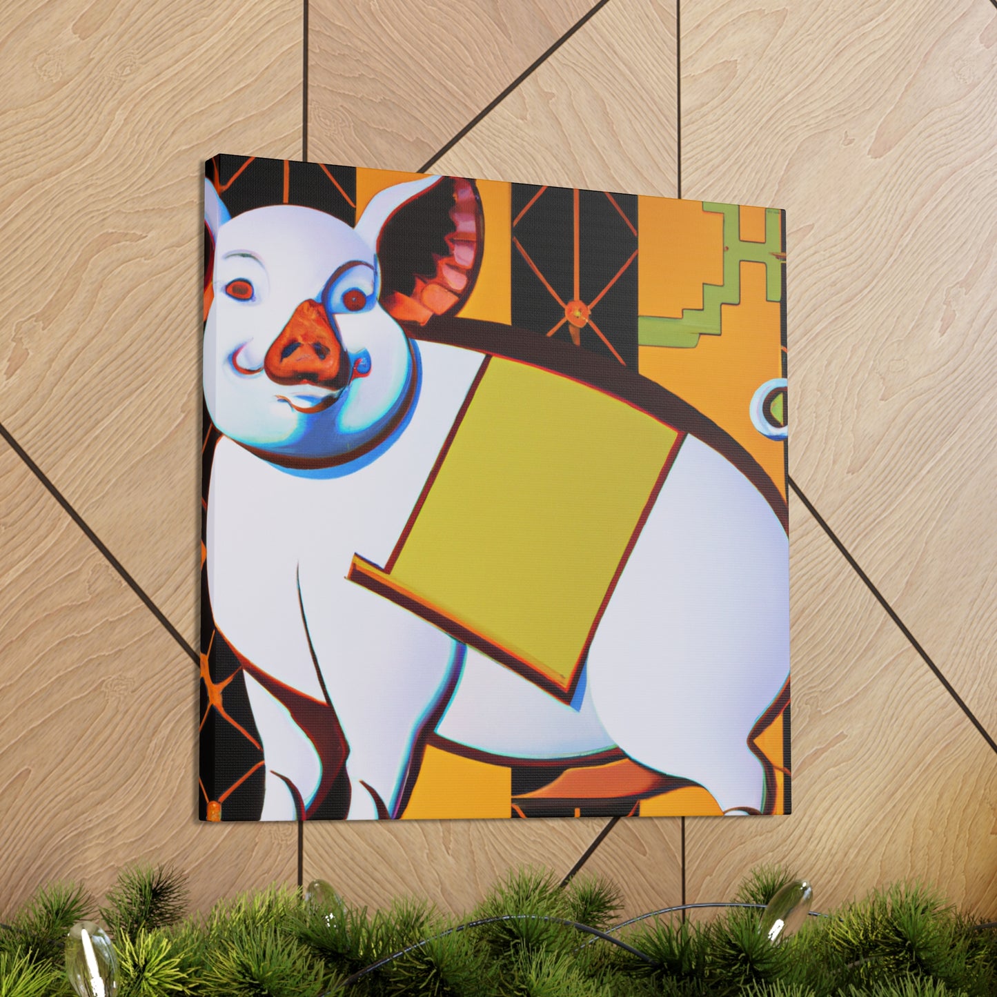 "Piggy's Deco Gleam" - Canvas