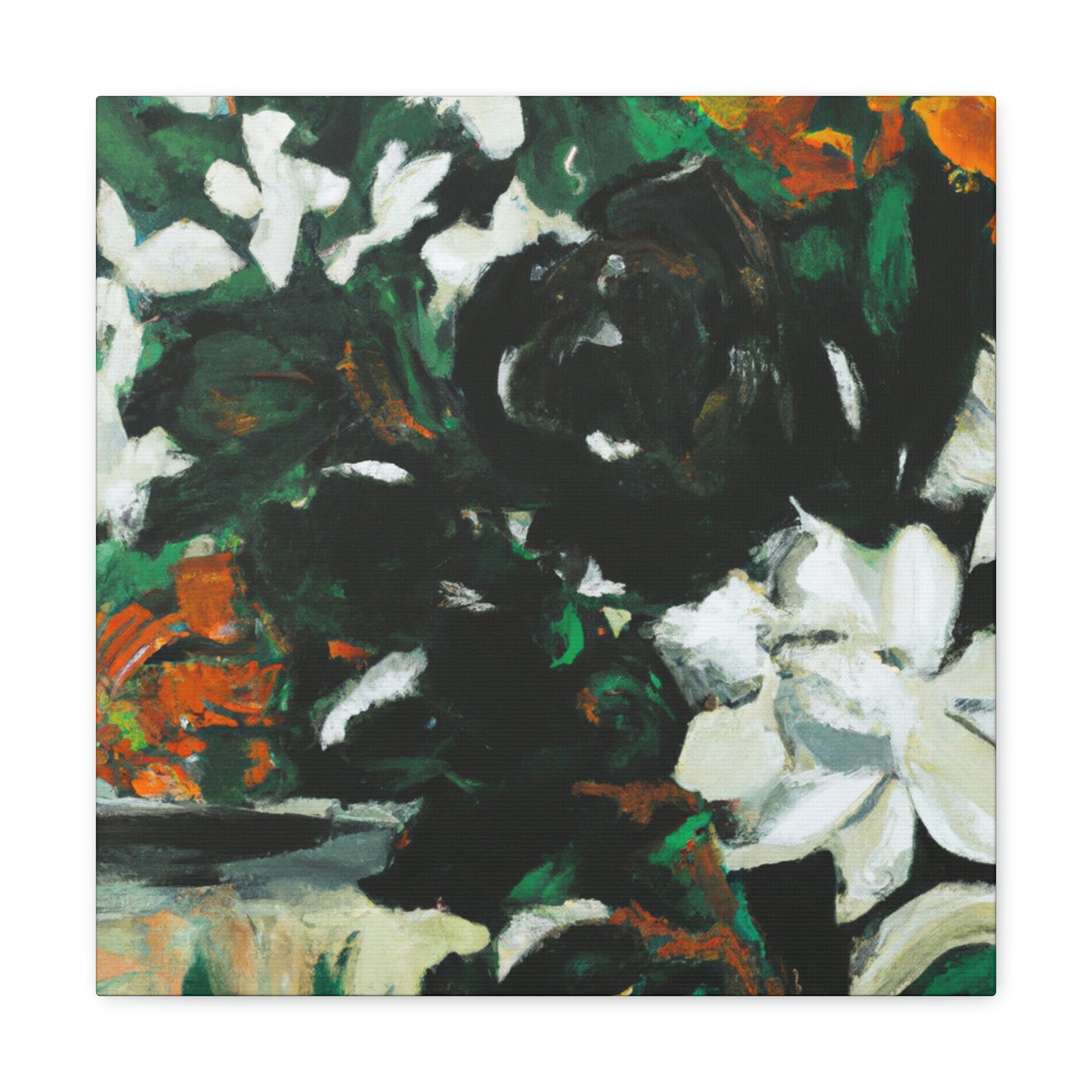 Gardenia's Expressionist Bloom - Canvas