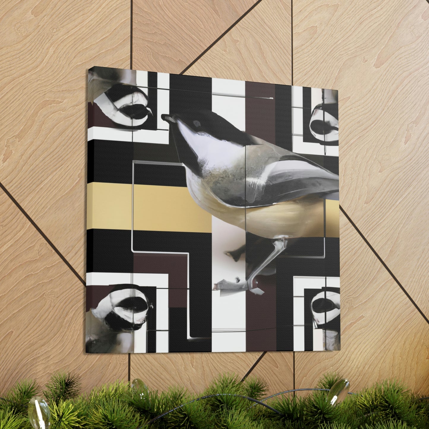 "Chickadee in Deco Style" - Canvas