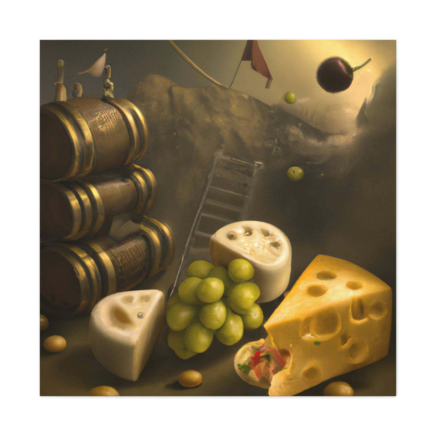 "Cheese Grapes Steampunk" - Canvas