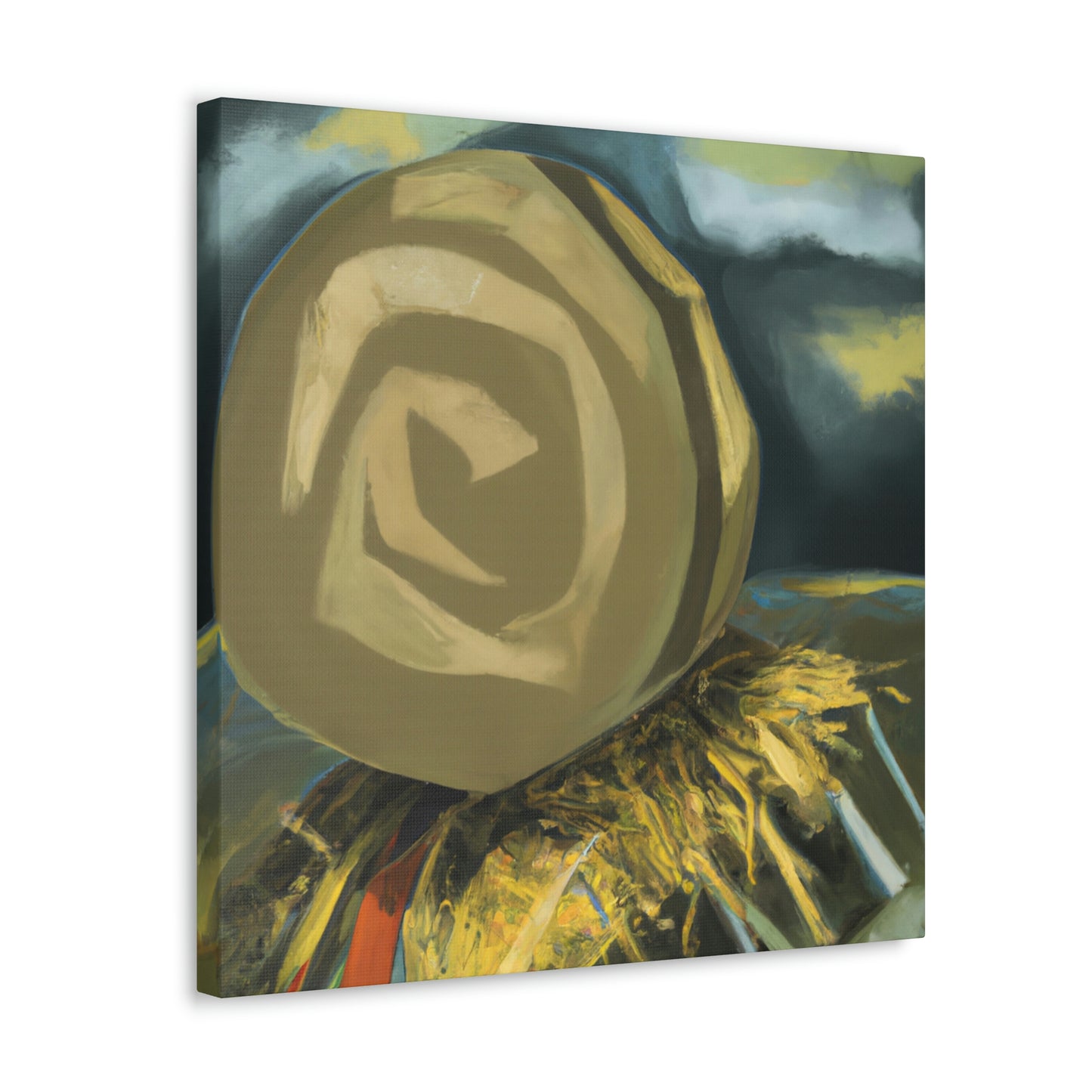 "Hay Bales in Moonlight" - Canvas