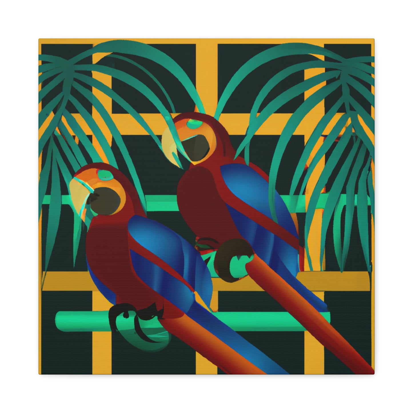 "Macaws in Neon Hues" - Canvas