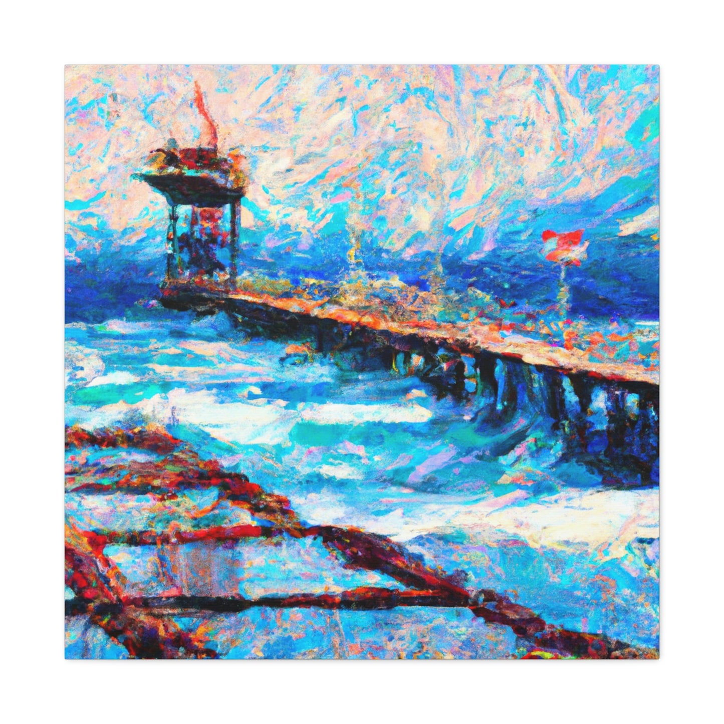 Pier Over Reflection. - Canvas