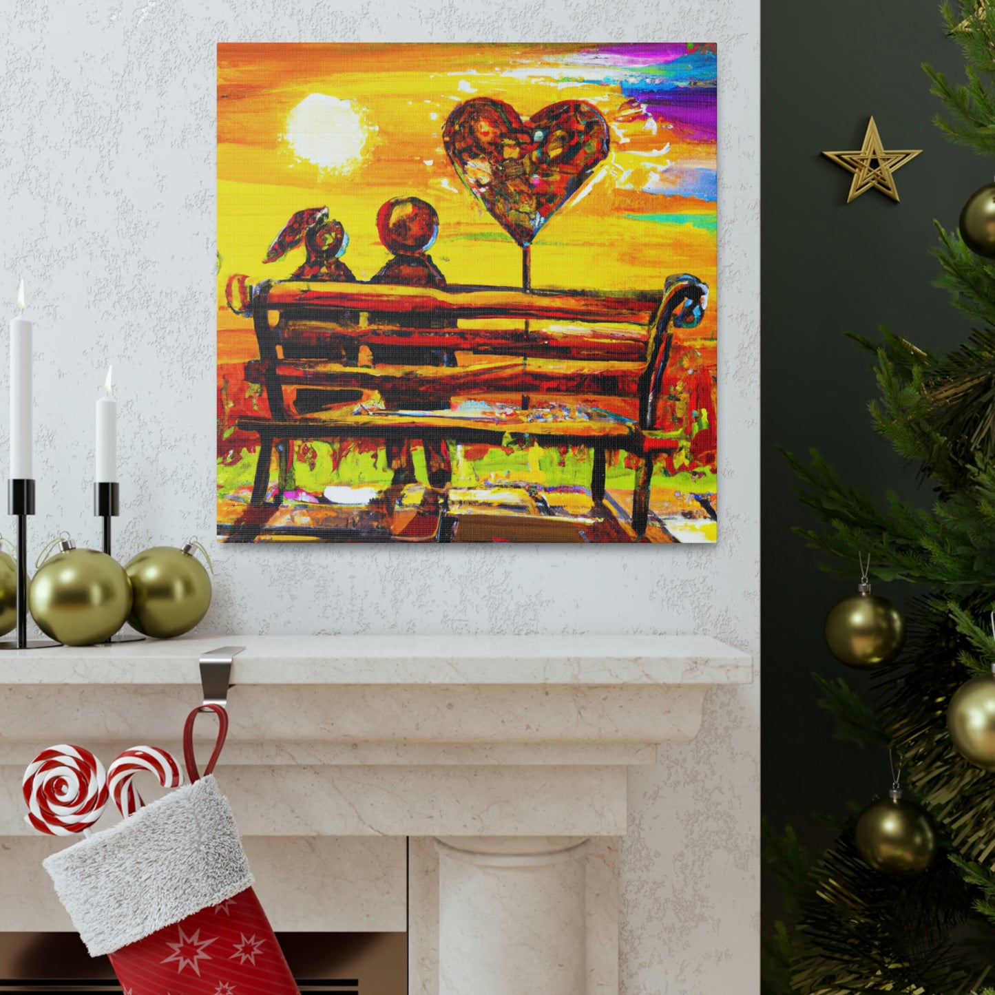 "Love's Embrace Bench" - Canvas