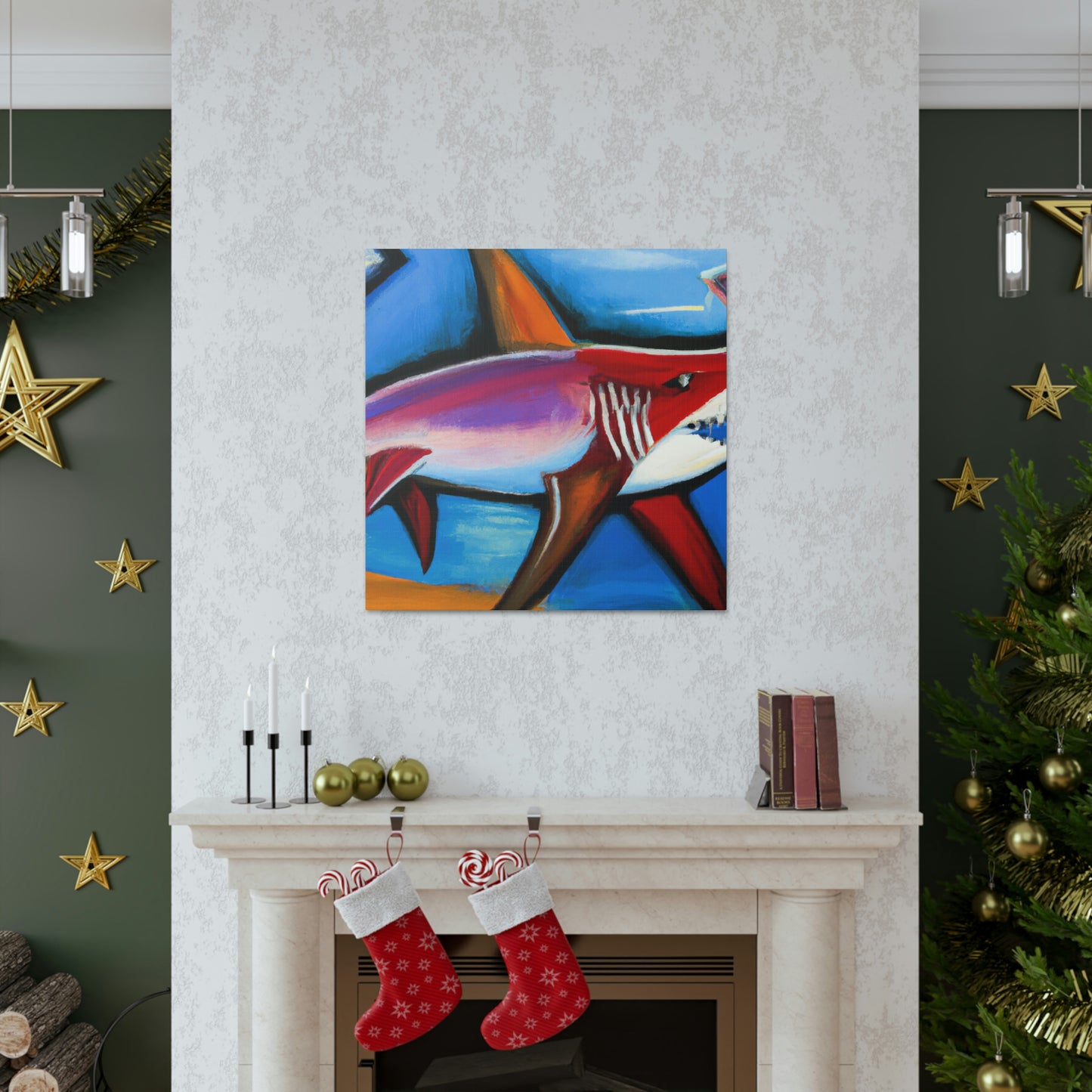 "Fearsome Shark Swimming" - Canvas