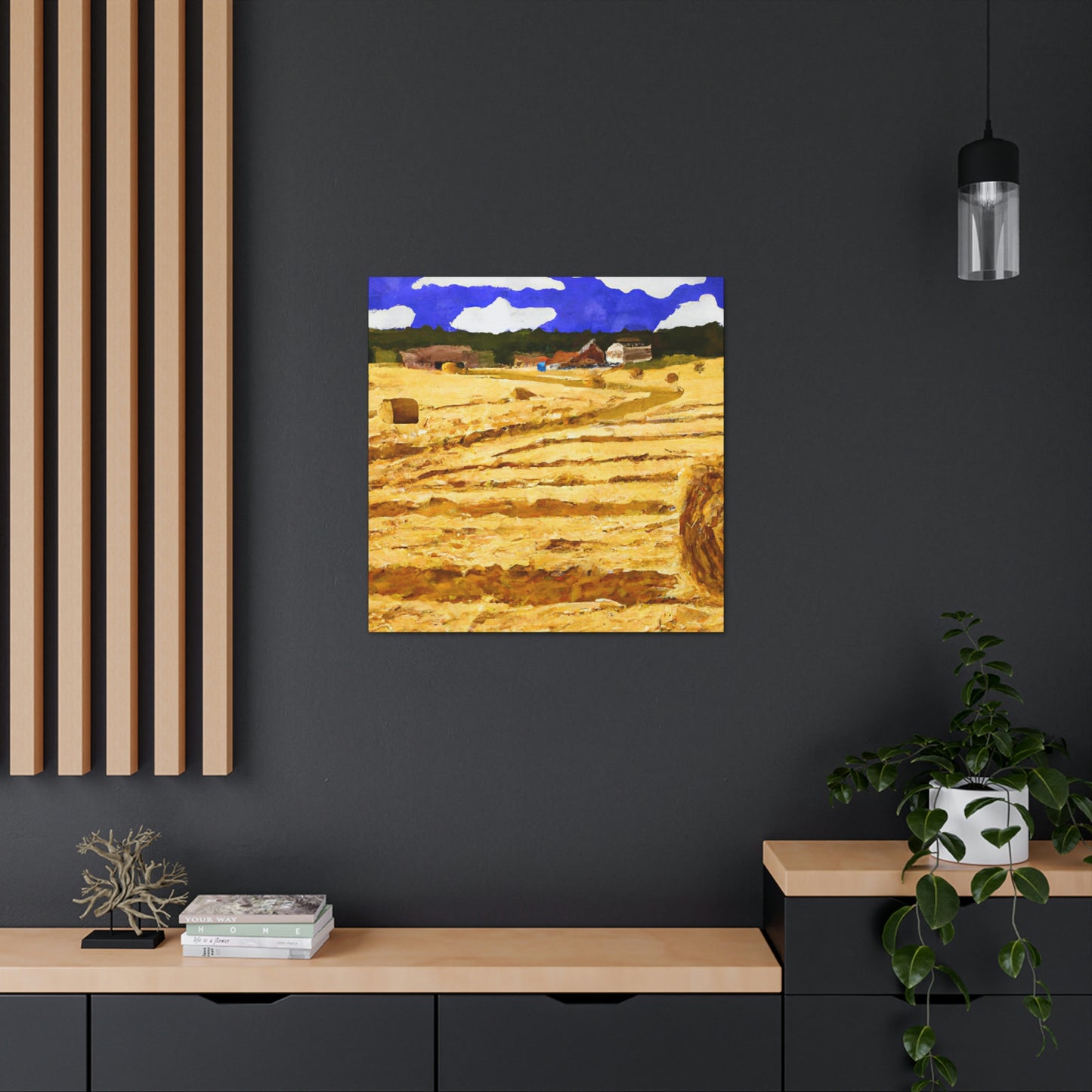 Hayfield by Moonlight - Canvas