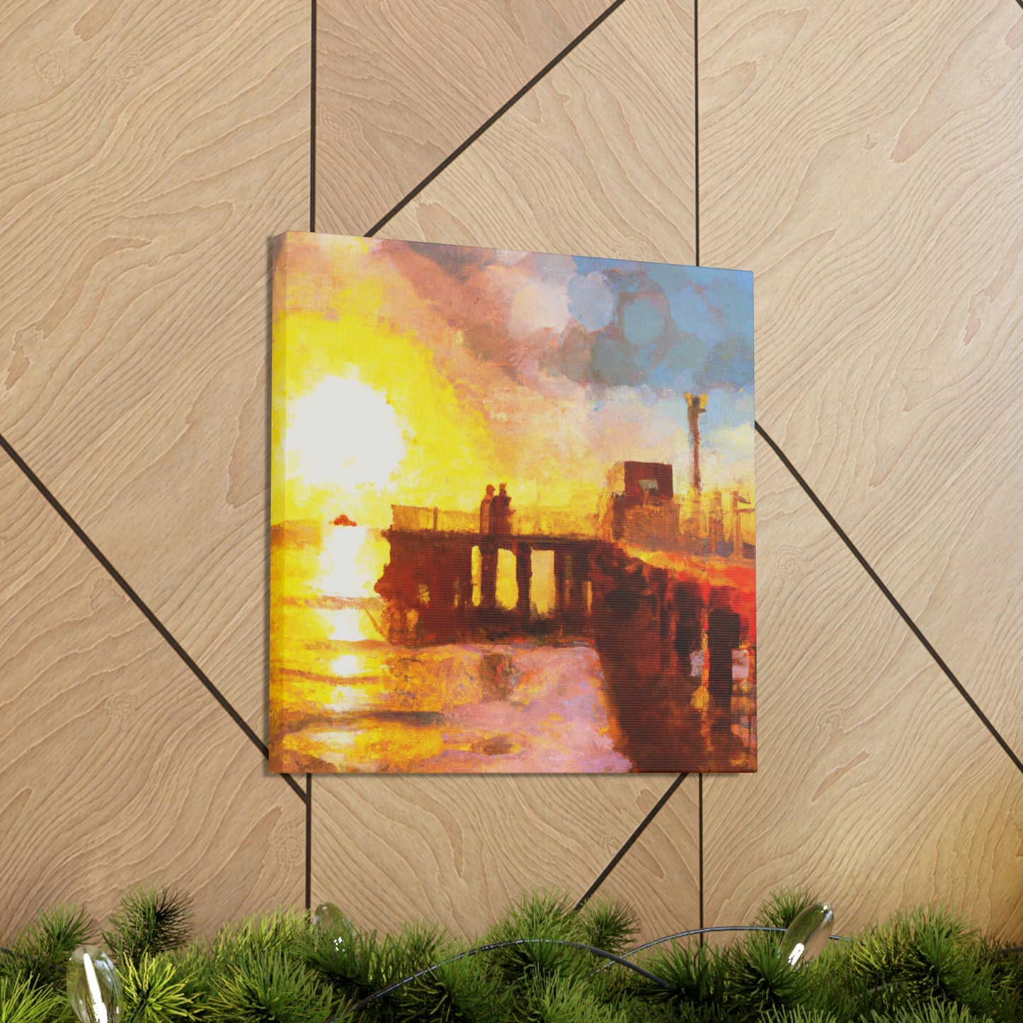 Pier Sunlit Reflection - Canvas