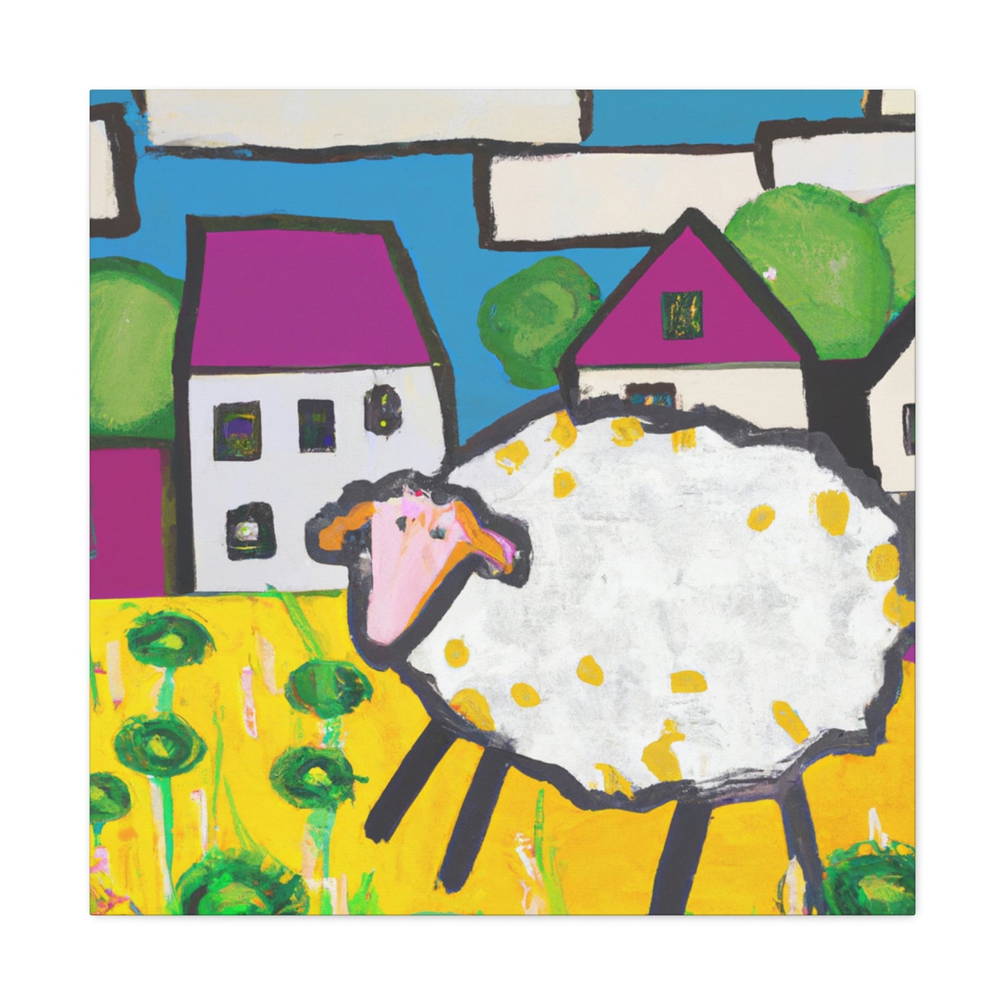 "Sheep in Splendid Hues" - Canvas