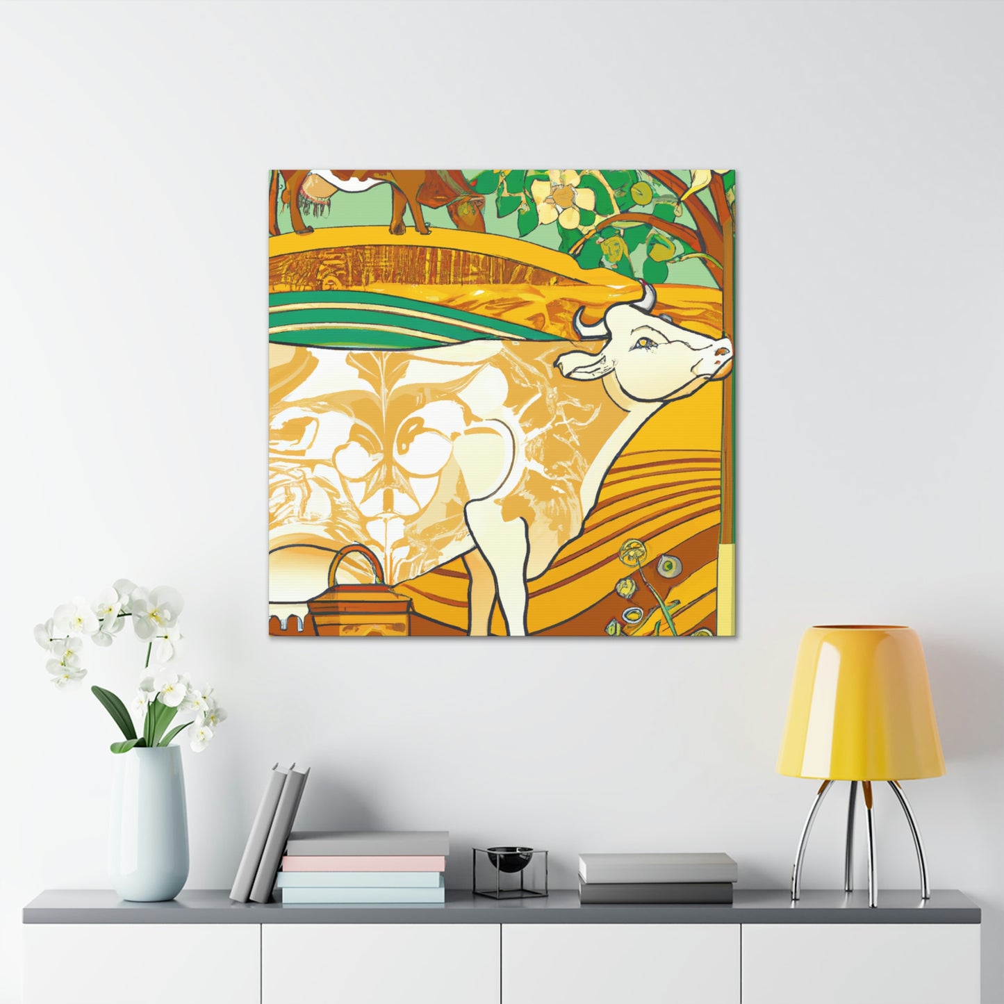 Mooing in Moonlight. - Canvas