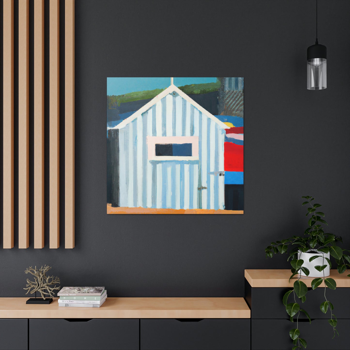 "Beach Hut Majesty 1940s" - Canvas