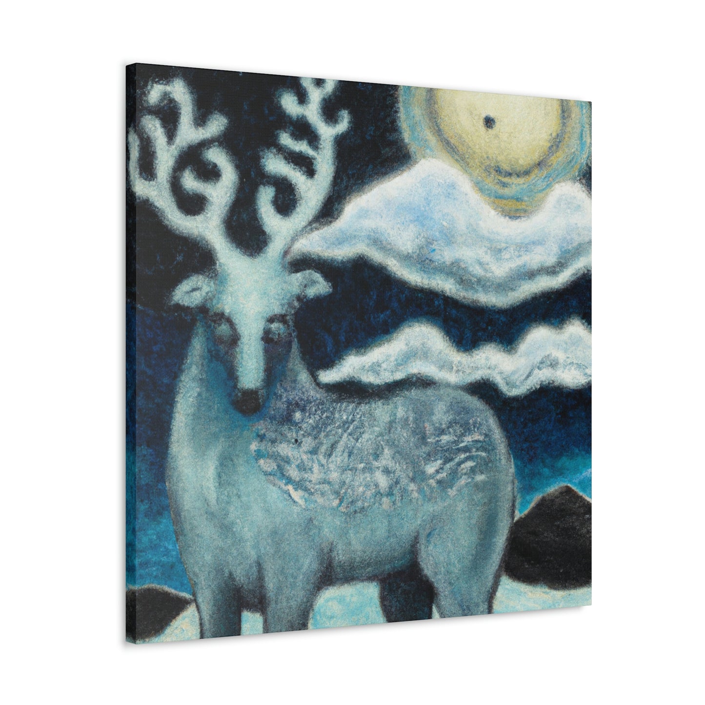 Reindeer Pointillism Scene - Canvas