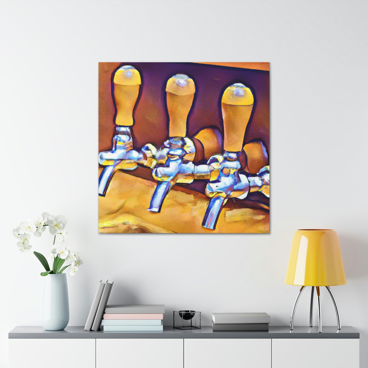 Pouring Night Bar Tap - Canvas