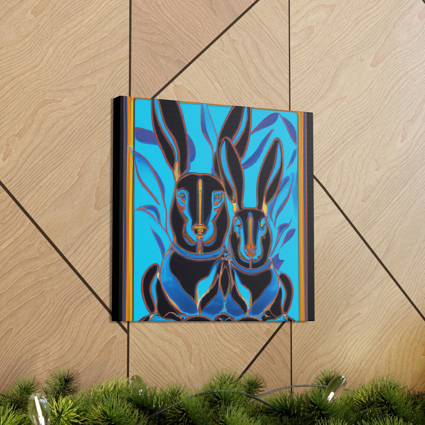 "Rabbits in Deco Land" - Canvas