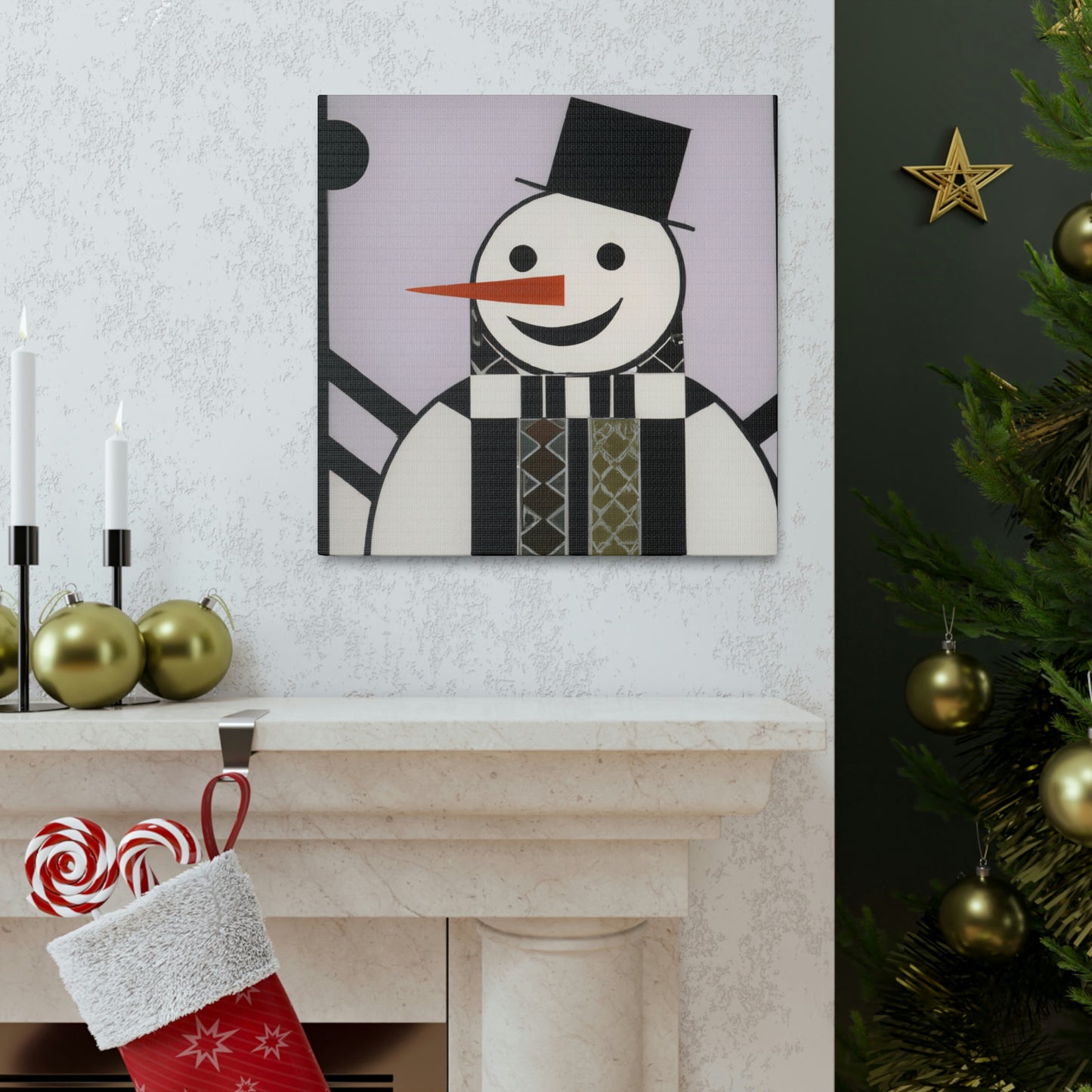 "Frosty Art Deco Snowman" - Canvas