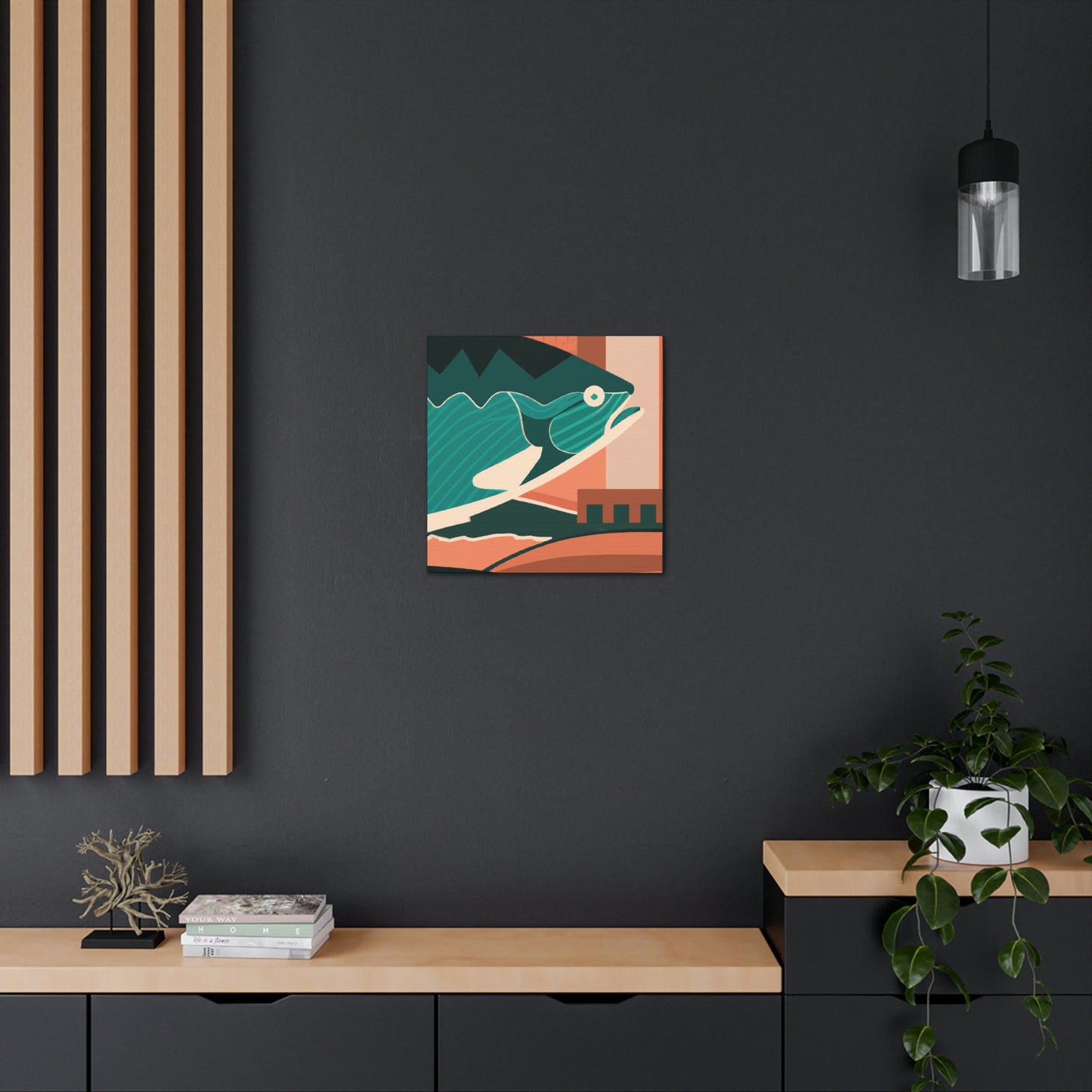 "Salmon in Art Deco" - Canvas