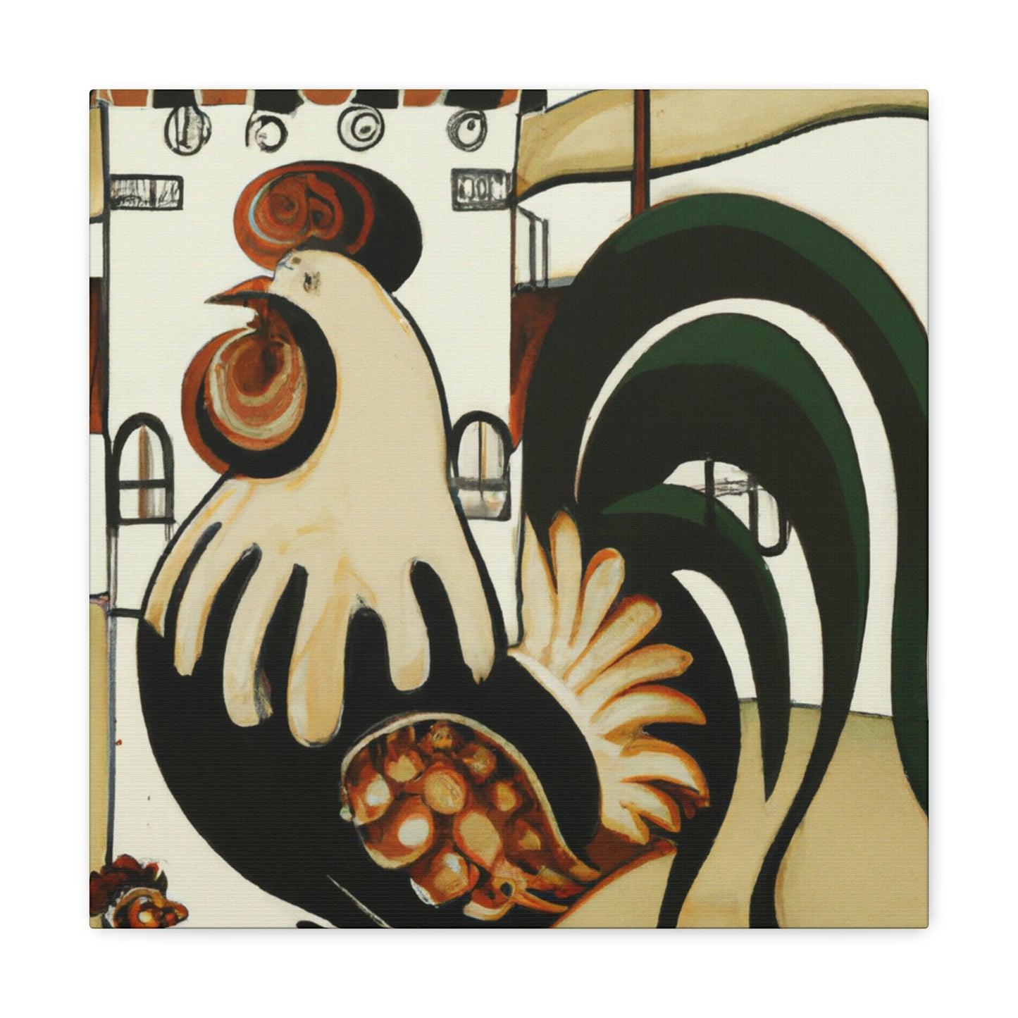 "Rooster At Dawn, Art Nouveau" - Canvas