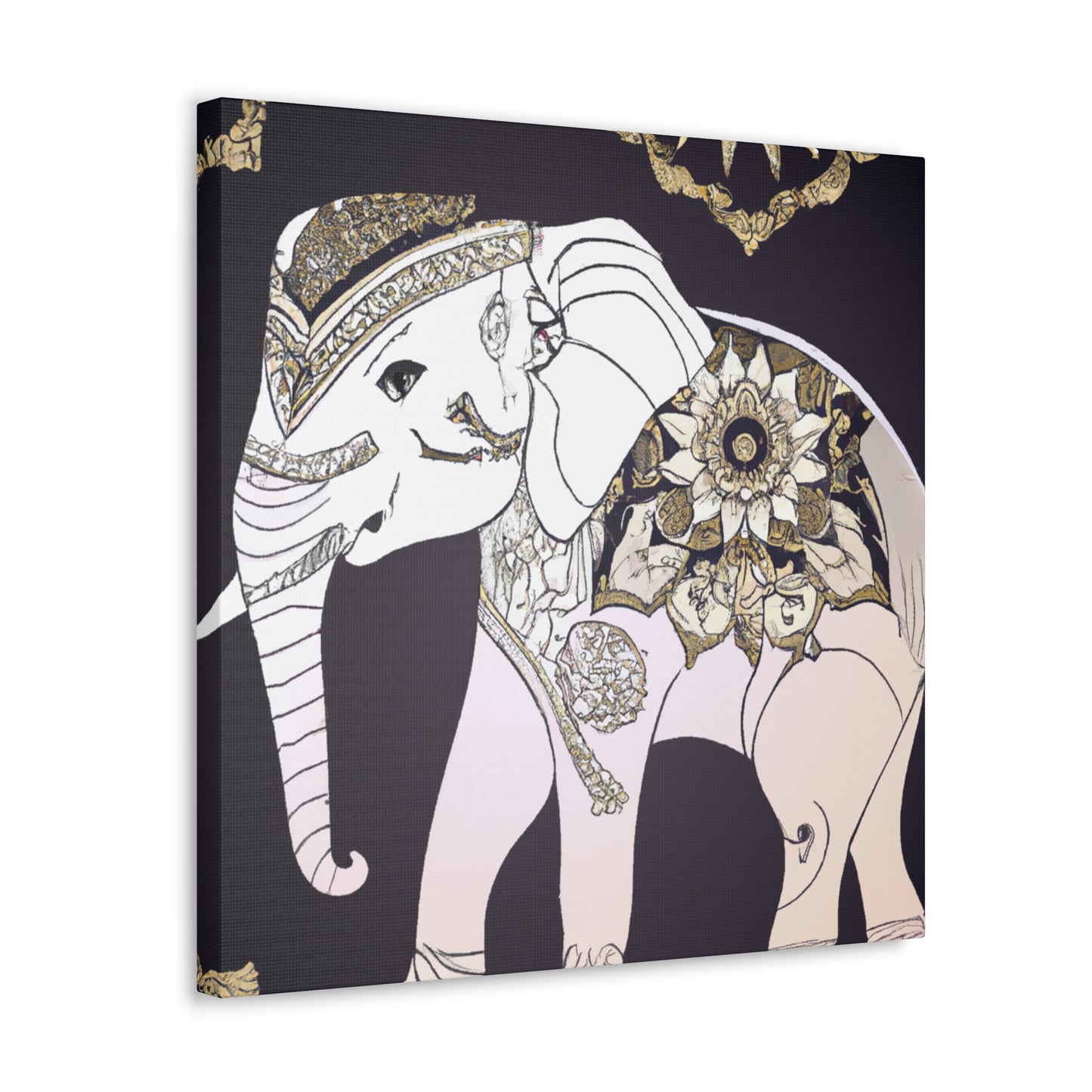 Gilded Indian Elephant. - Canvas