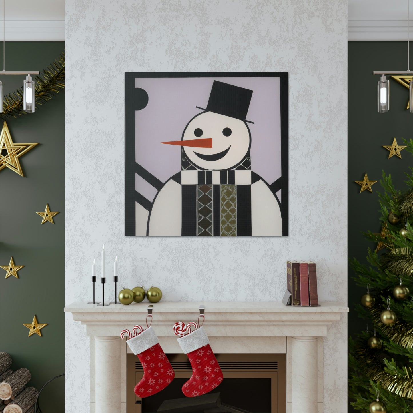 "Frosty Art Deco Snowman" - Canvas