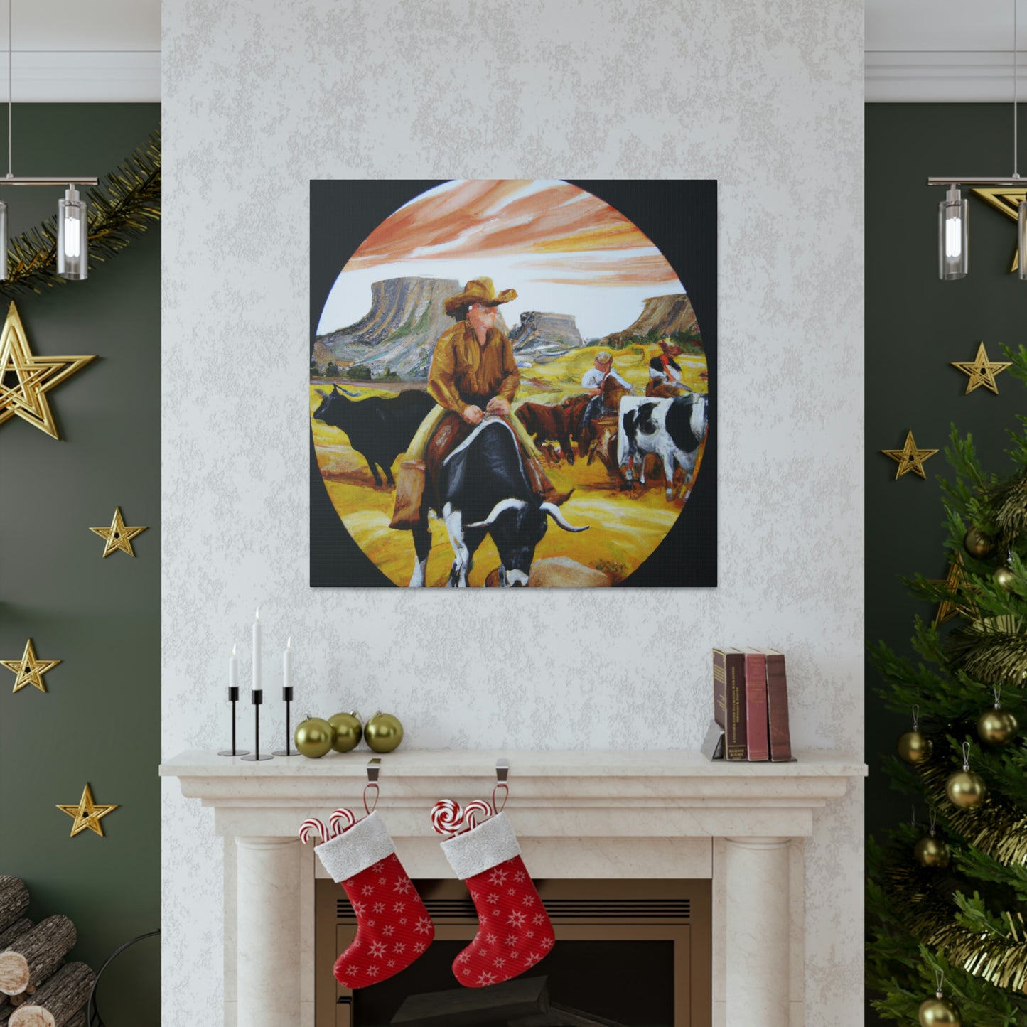 Cattle Round Up Scene - Canvas