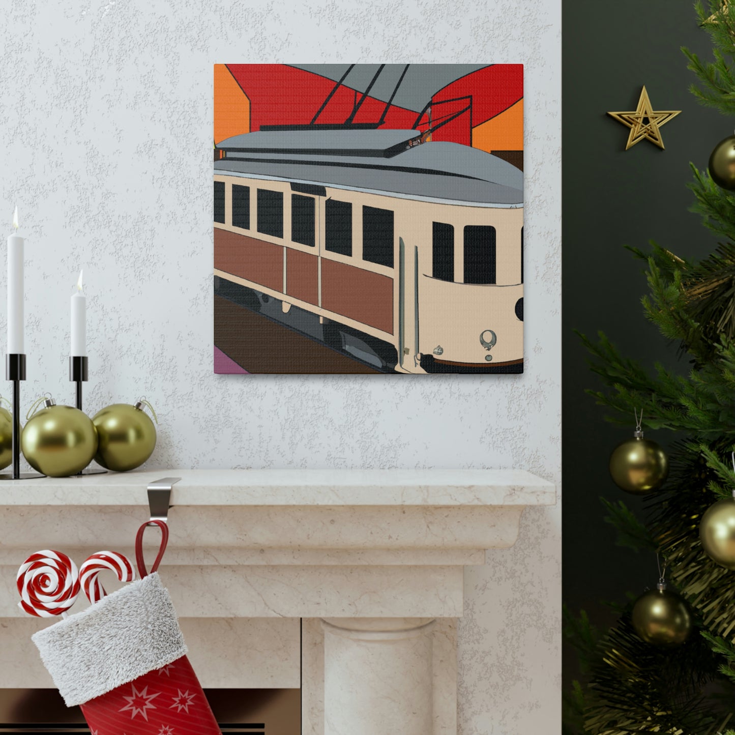 "Tram of Twinkling Lights" - Canvas