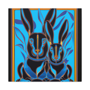 "Rabbits in Deco Land" - Canvas