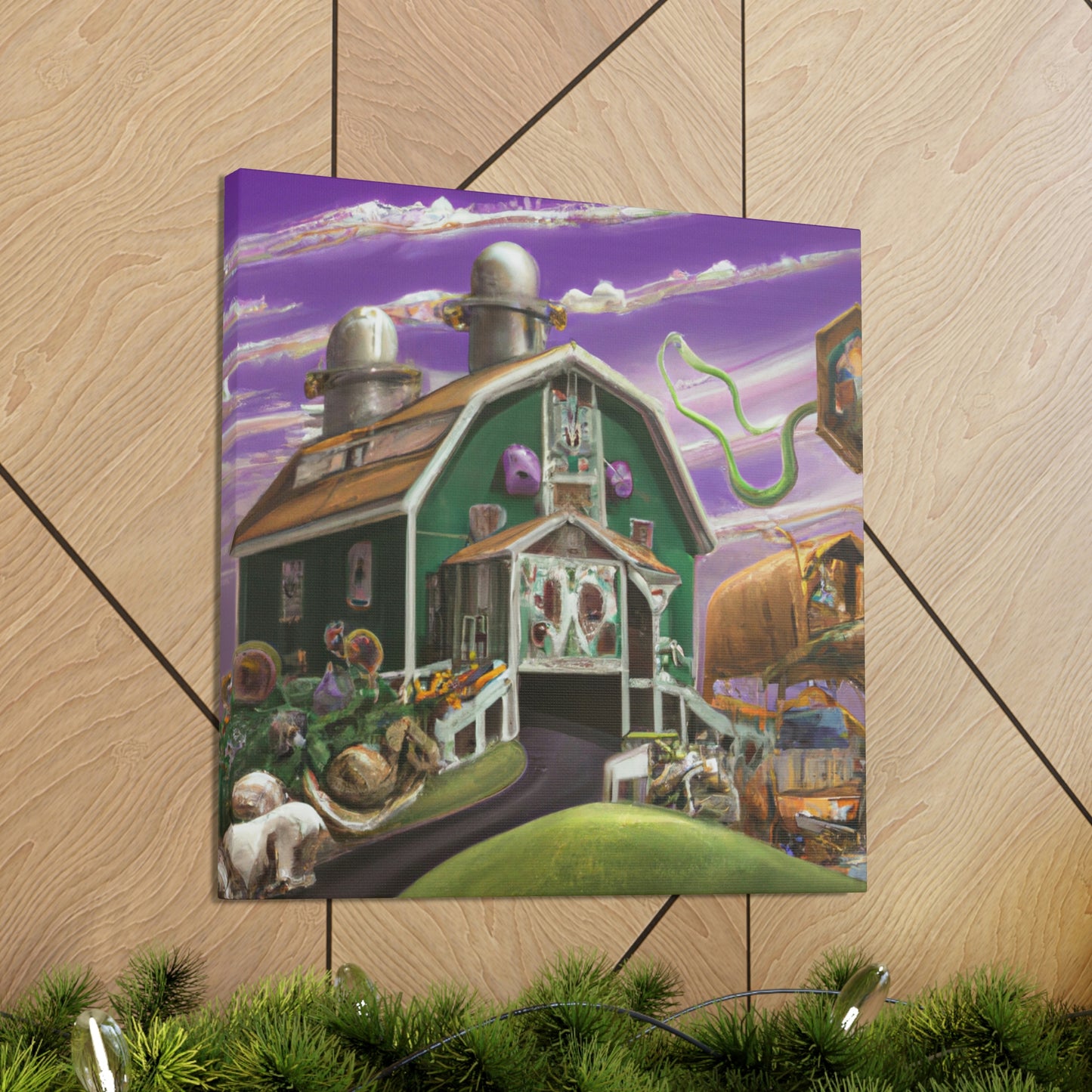 "Barn at Twilight Dreamscape" - Canvas