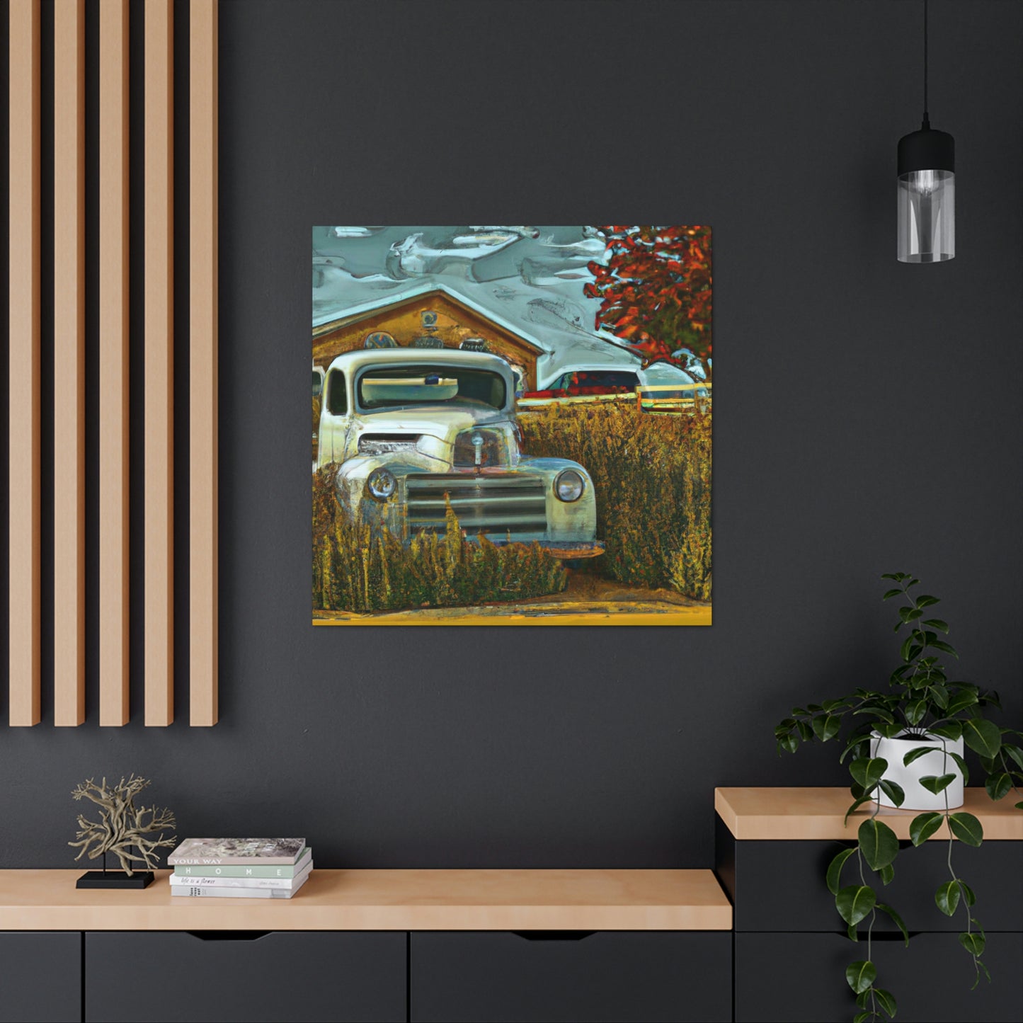 "Rustic Retreat Truckscape" - Canvas