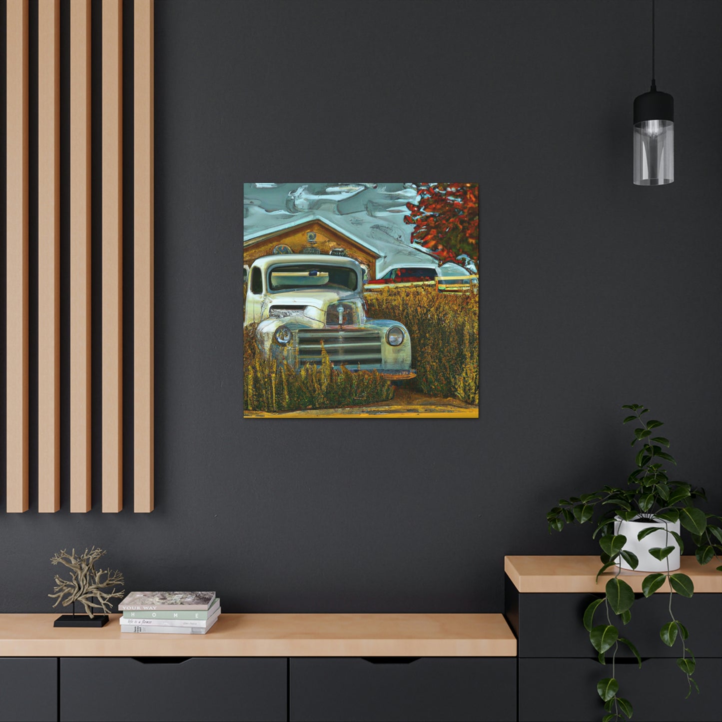 "Rustic Retreat Truckscape" - Canvas