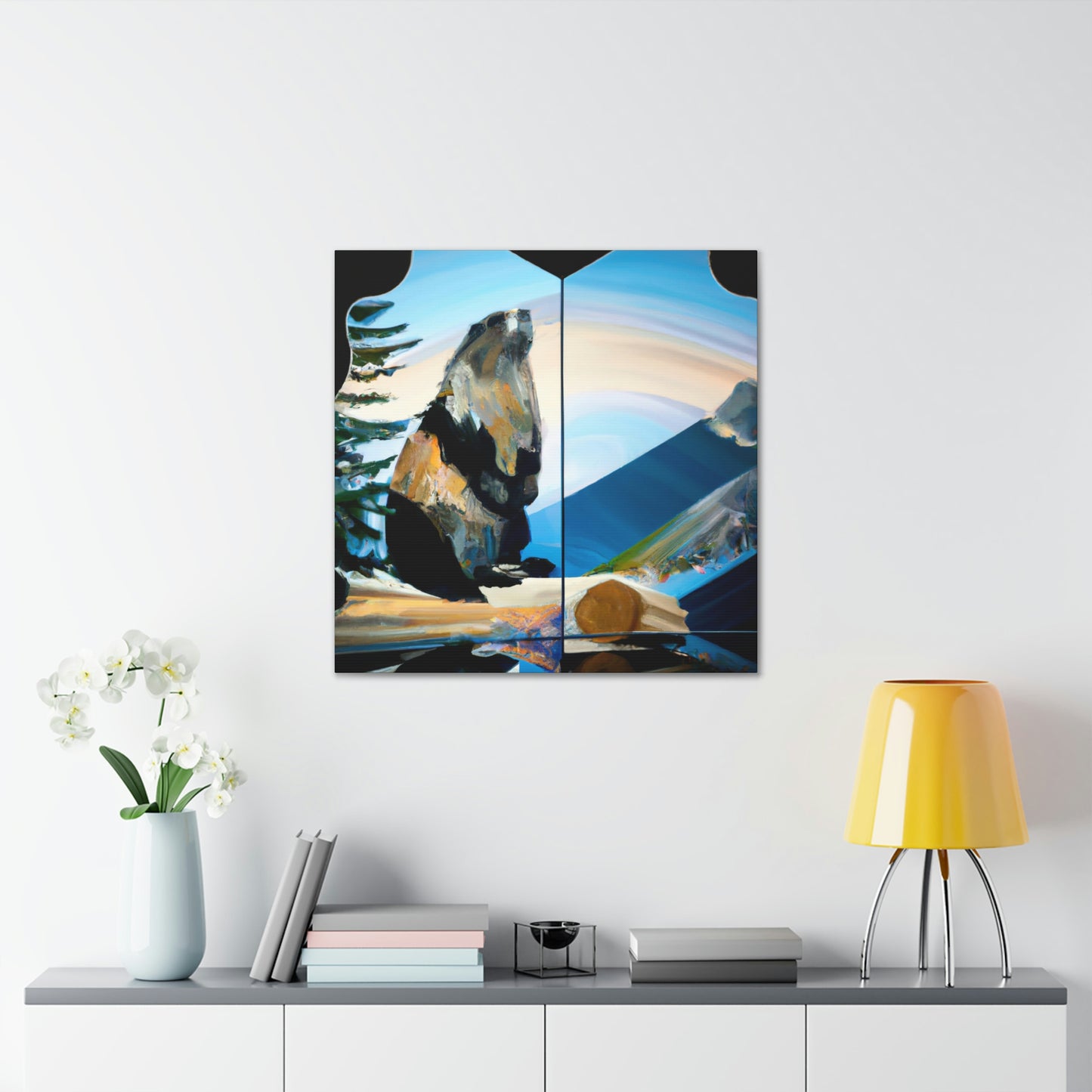 Marmot in Moonlight Glow - Canvas