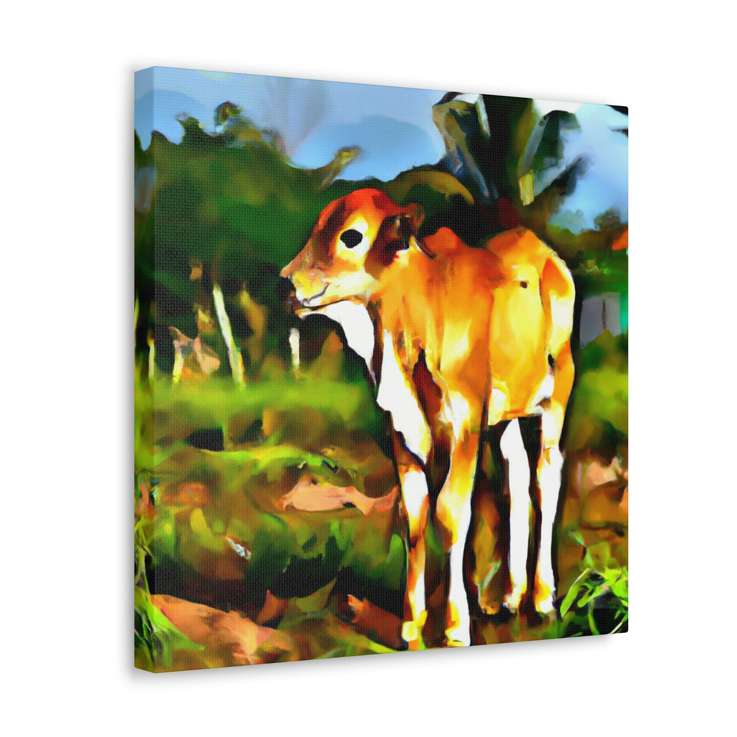 Calf in Neon Glory - Canvas