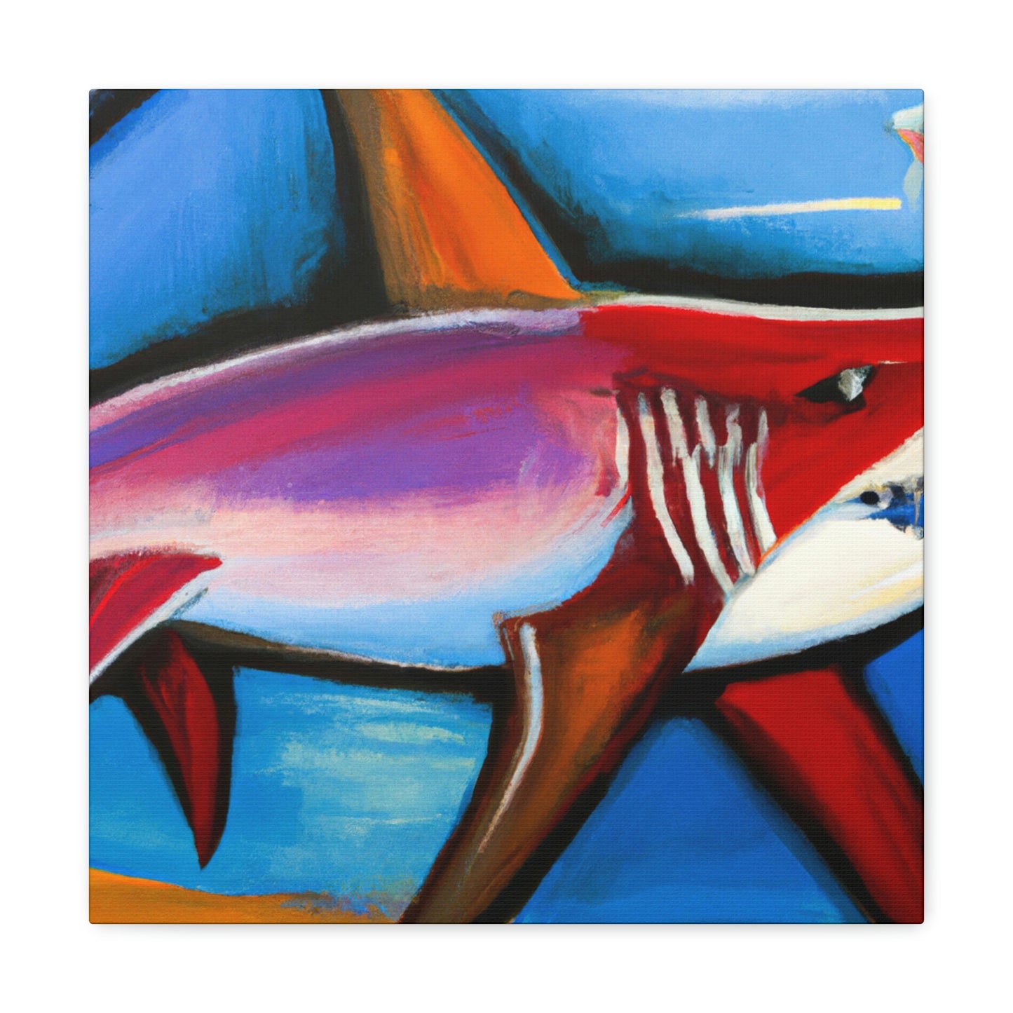 "Fearsome Shark Swimming" - Canvas