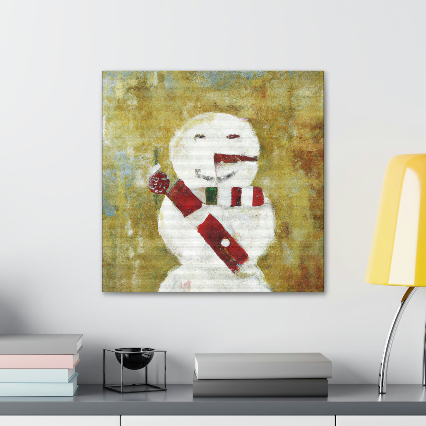 "Snowman in Winter Glow" - Canvas