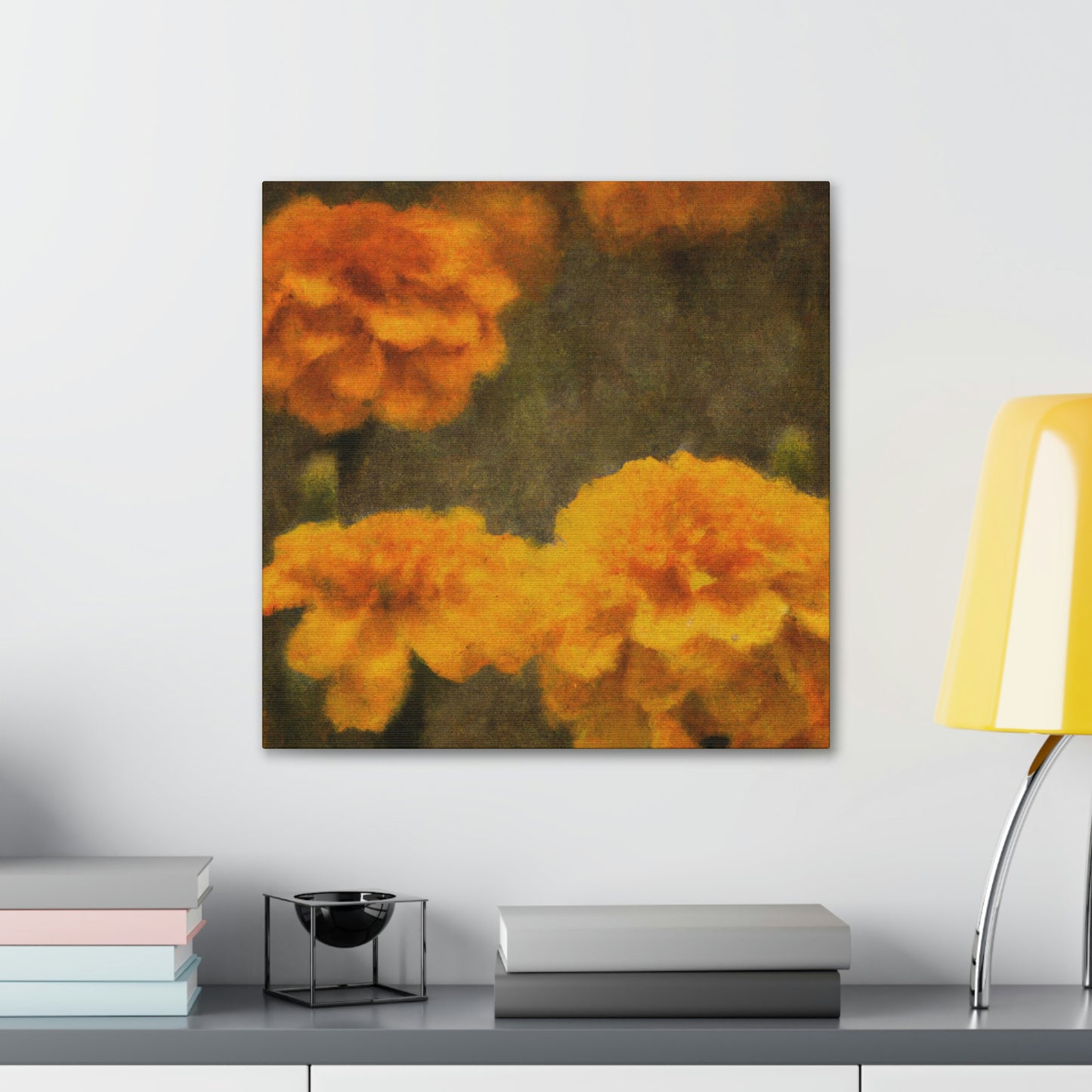 "Marigolds in Digital Embrace" - Canvas