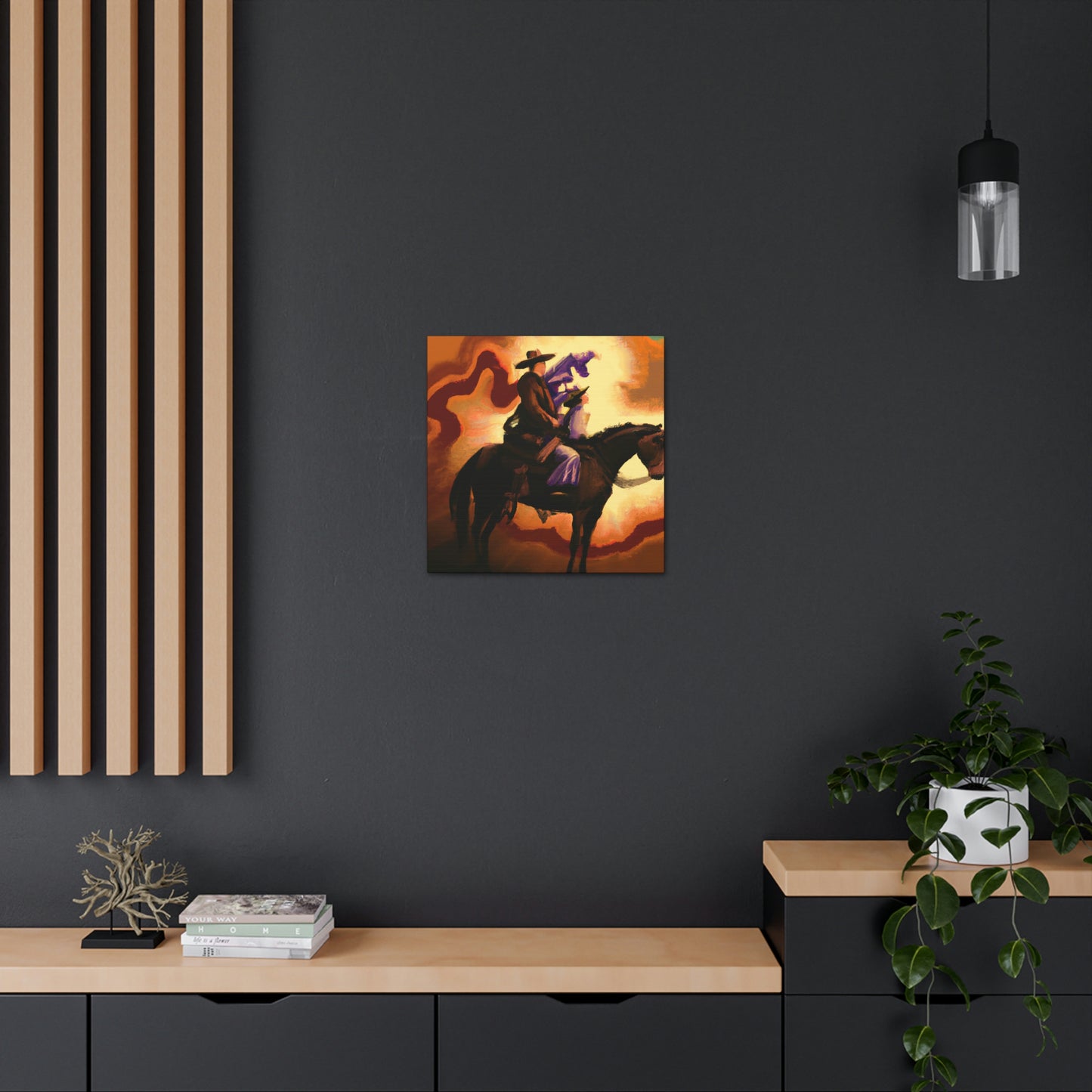 "Cowboy on Horseback Ride" - Canvas