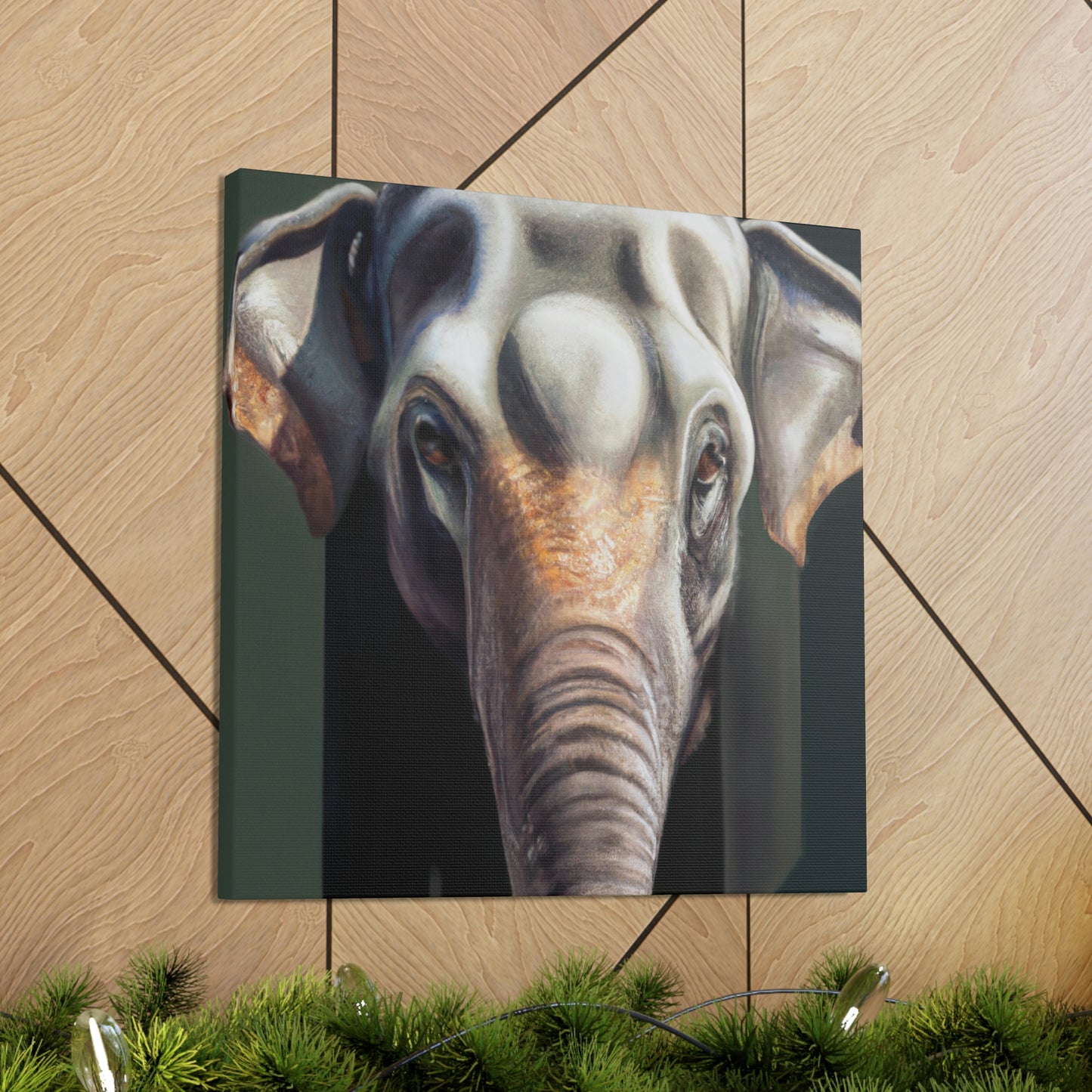 "Elephant in Monsoon Rain" - Canvas