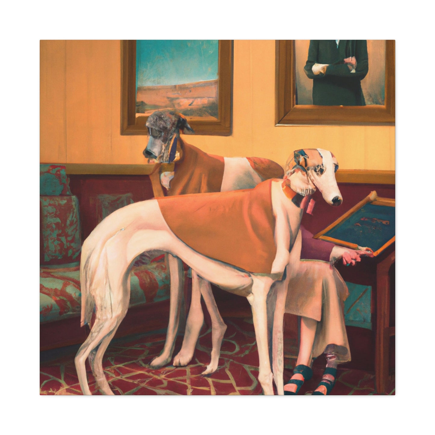 Greyhound in Moonlight. - Canvas