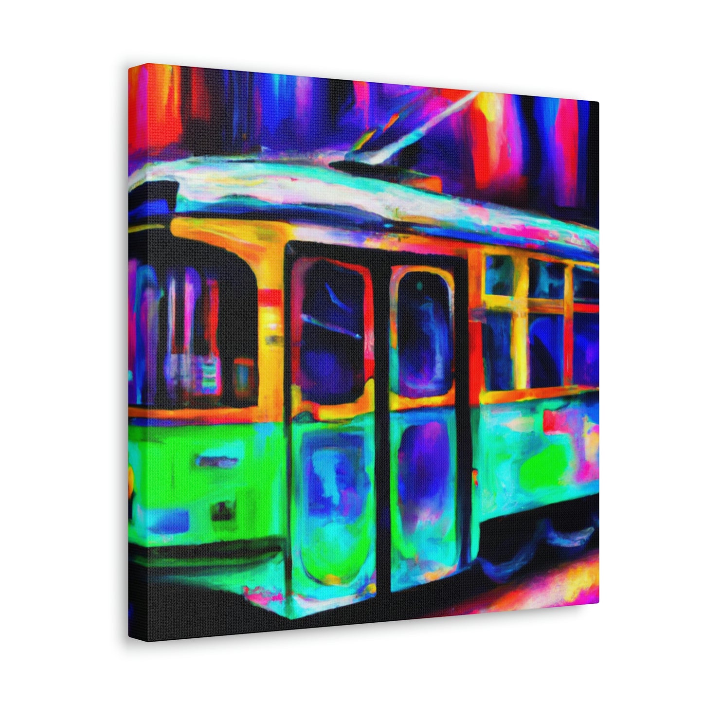 "Trams at Sunset Glowing" - Canvas