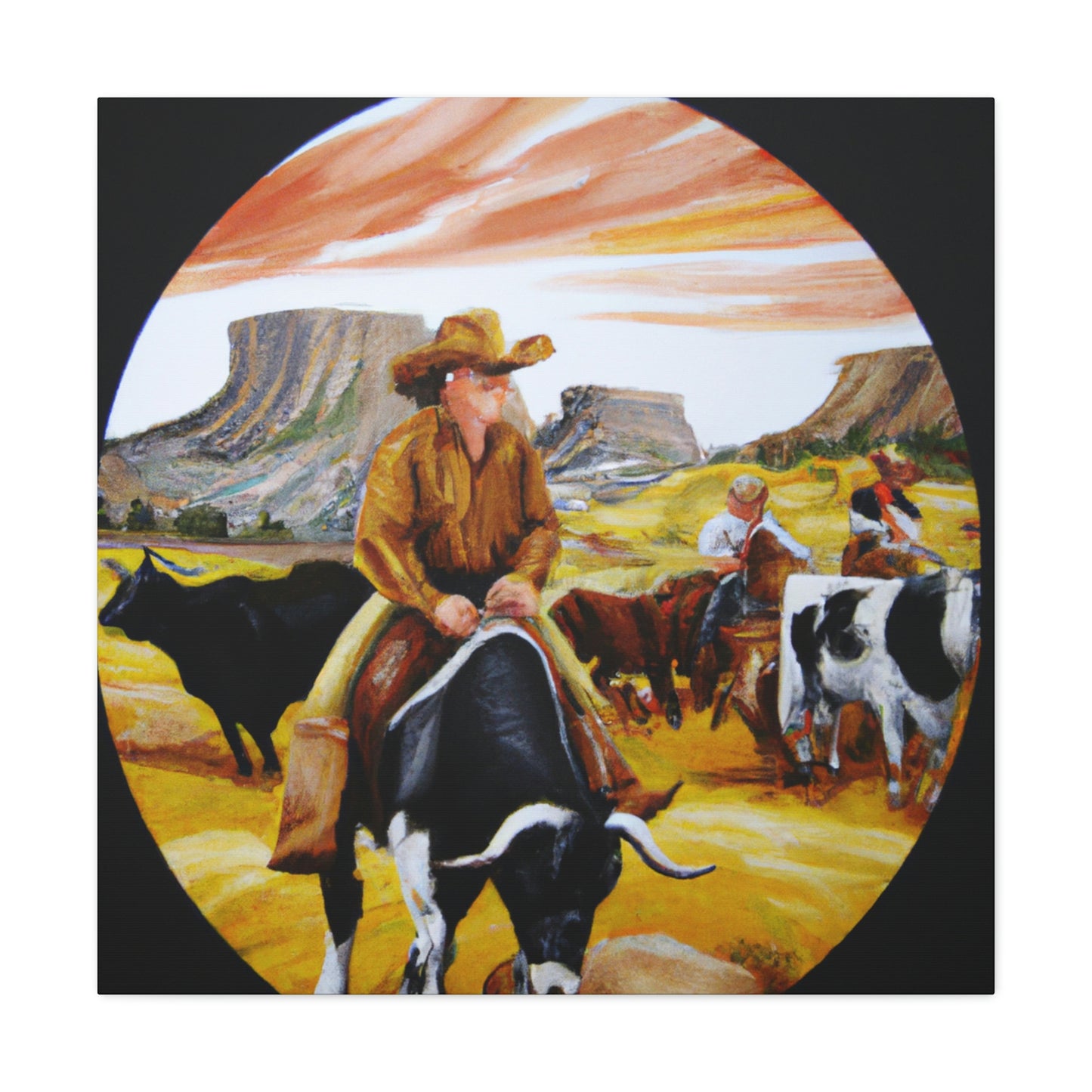 Cattle Round Up Scene - Canvas