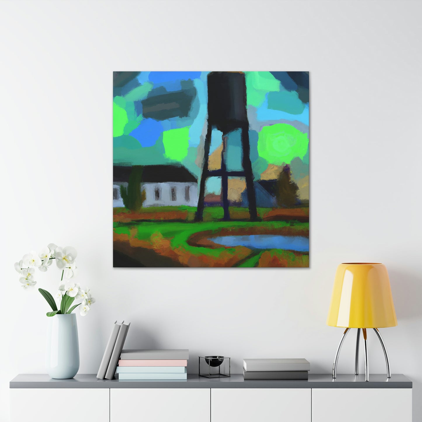 "Water Tower Expressionism" - Canvas