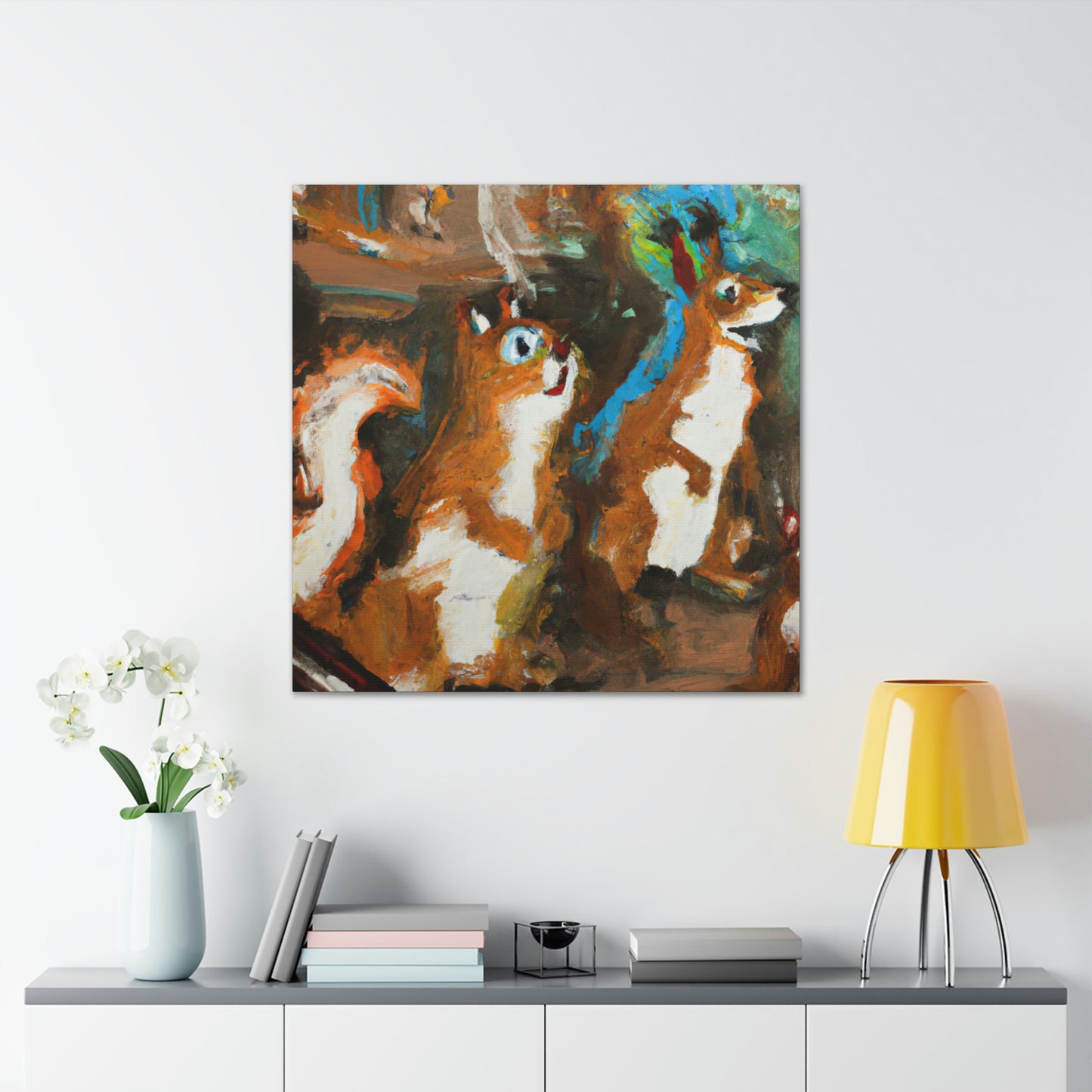 "Squirrels on Abstract" - Canvas