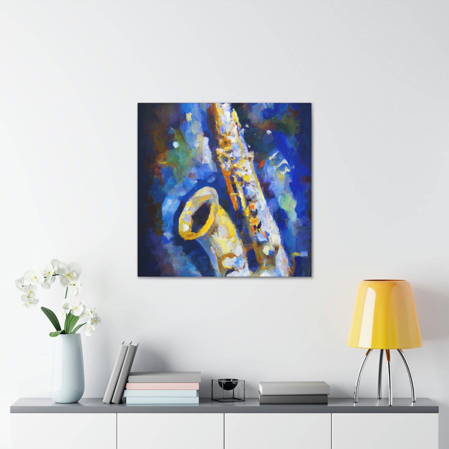 "Sax on Blue Canvas" - Canvas