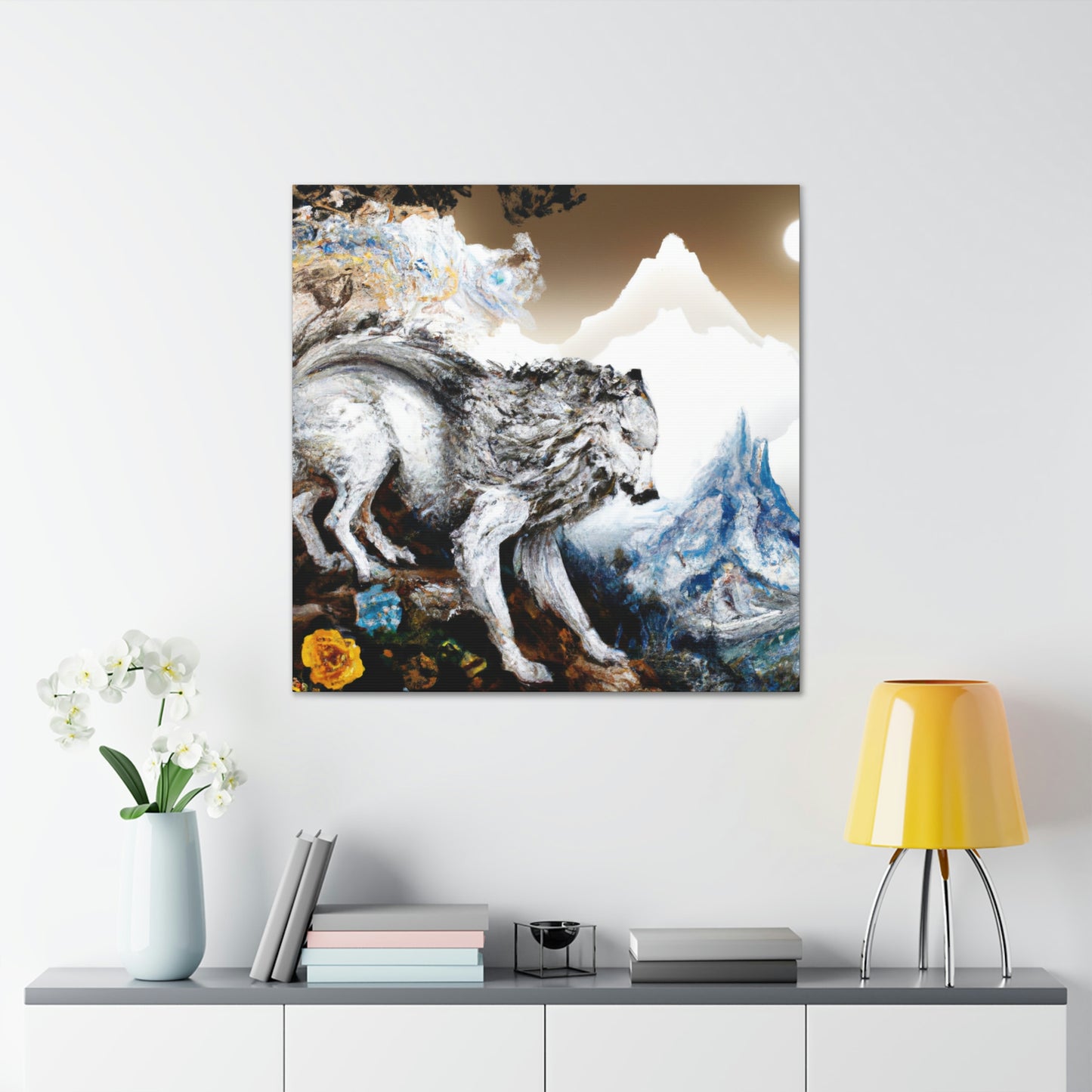 Wolf in Moonlight Glow - Canvas