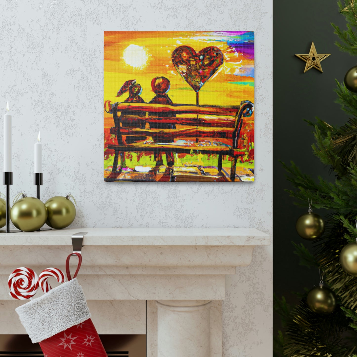 "Love's Embrace Bench" - Canvas