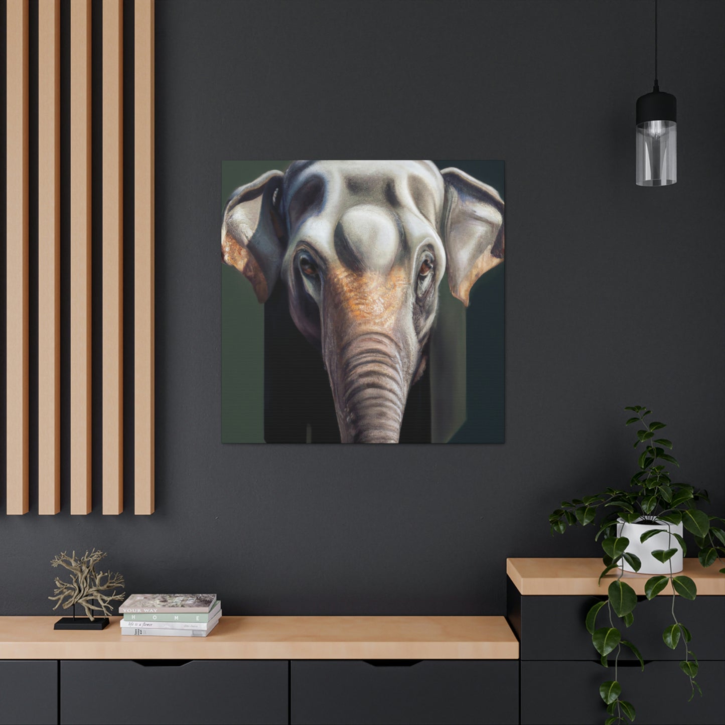 "Elephant in Monsoon Rain" - Canvas