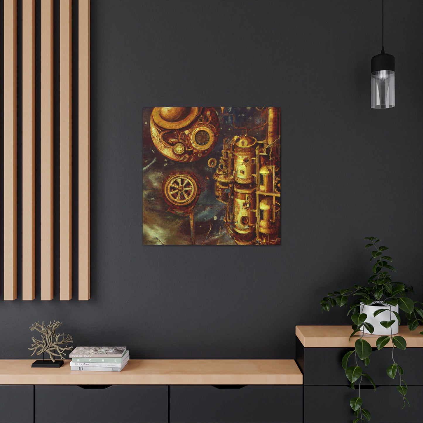 "Steampunk Space Station Dreams" - Canvas