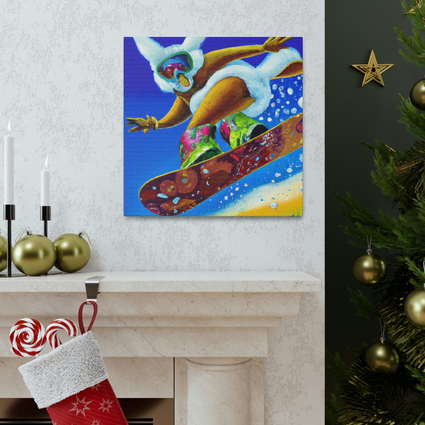 "Snow Boarding Deco Splendor" - Canvas