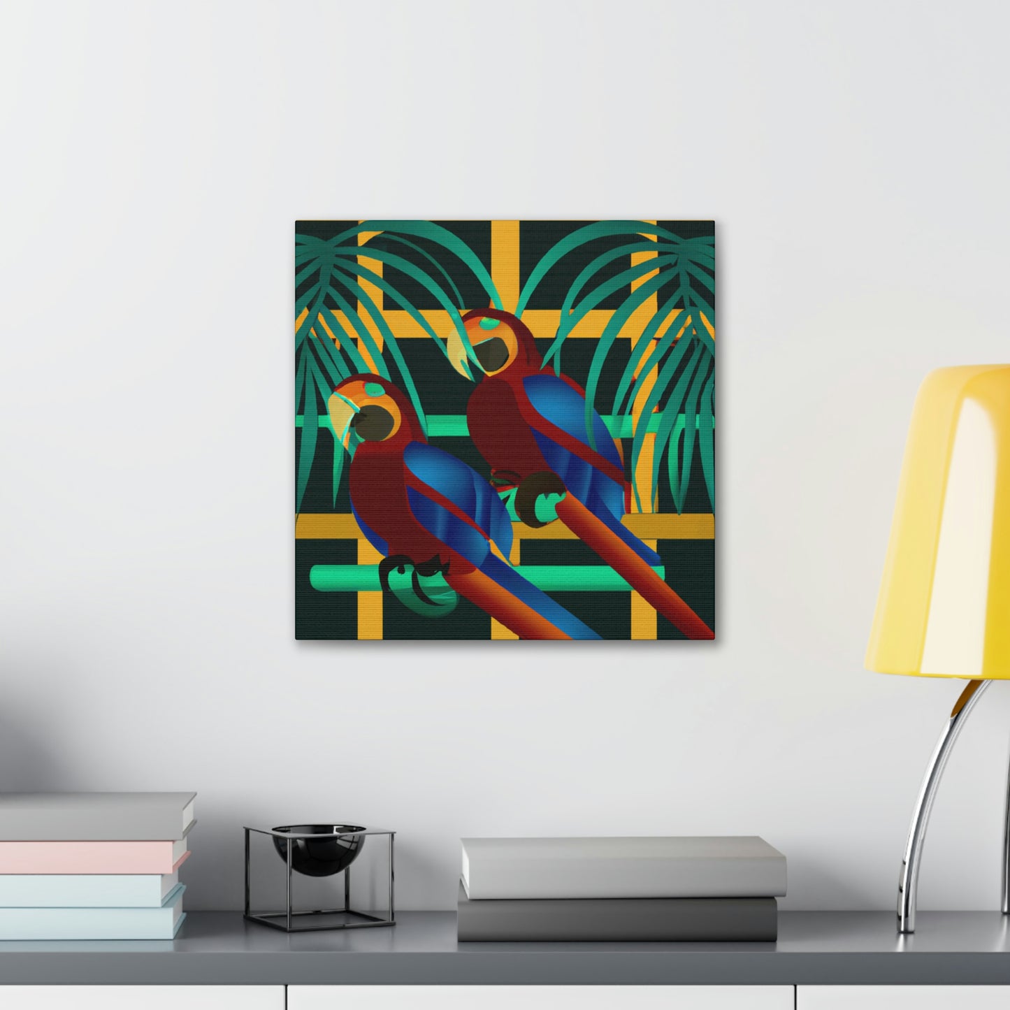 "Macaws in Neon Hues" - Canvas