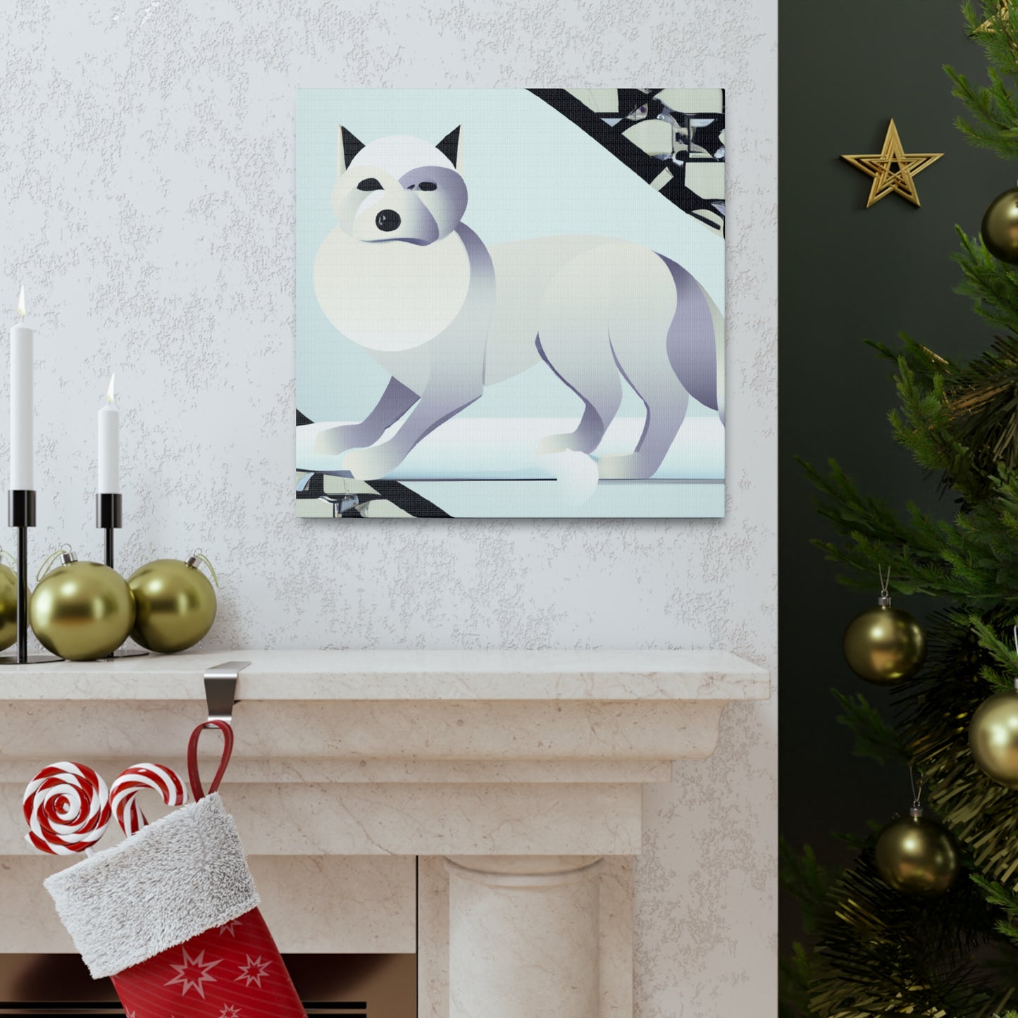 Frosty Art Deco Fox - Canvas