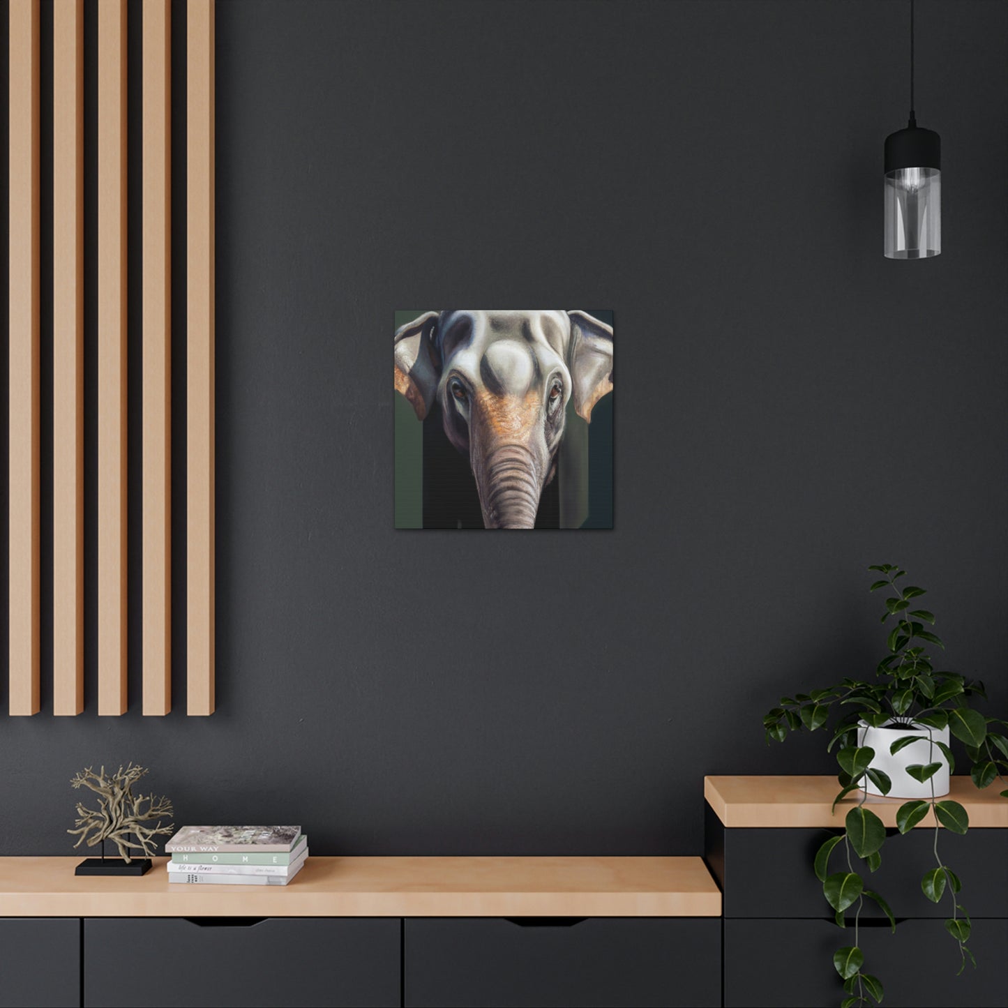 "Elephant in Monsoon Rain" - Canvas